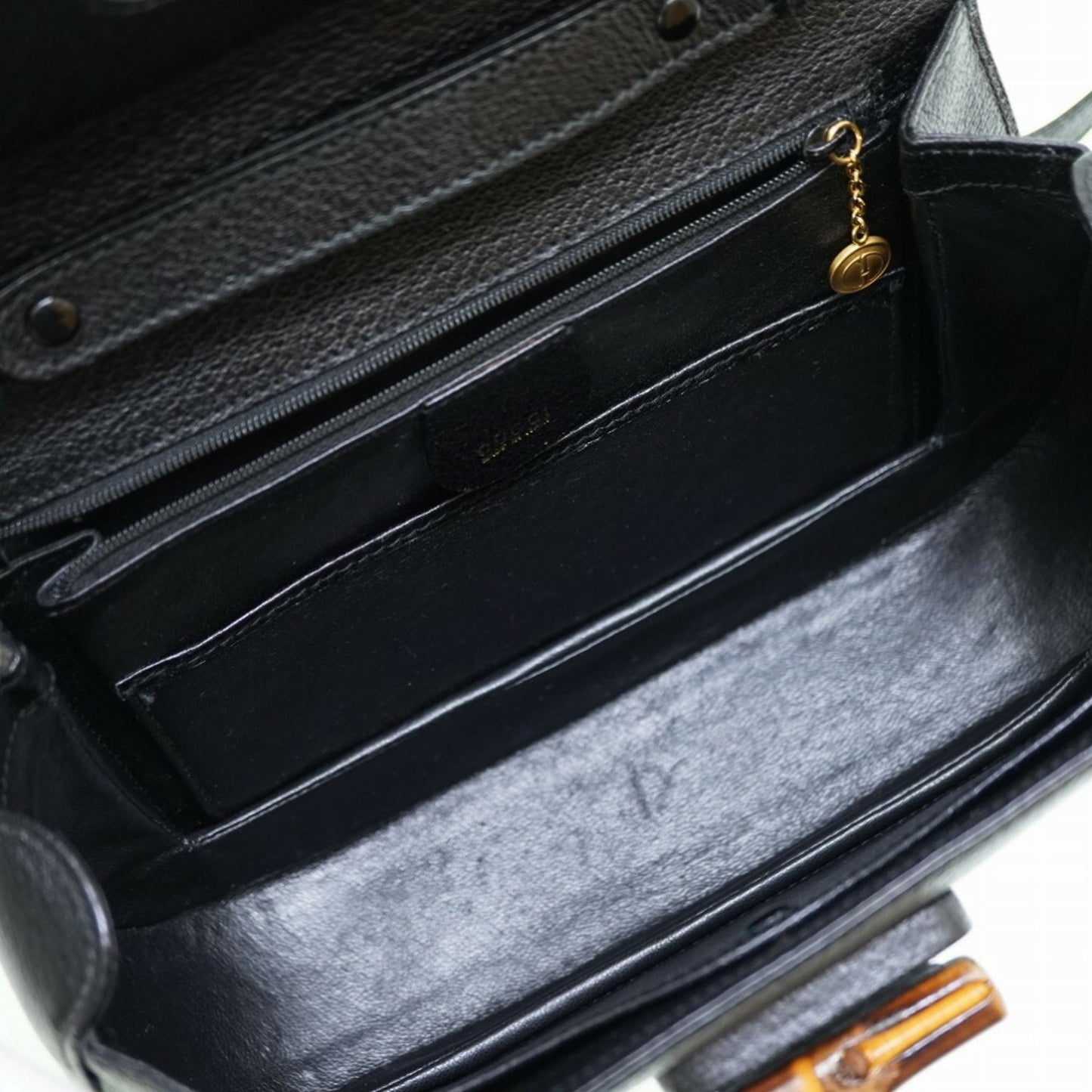 Luxury Gucci bamboo shoulder hand bag leather black