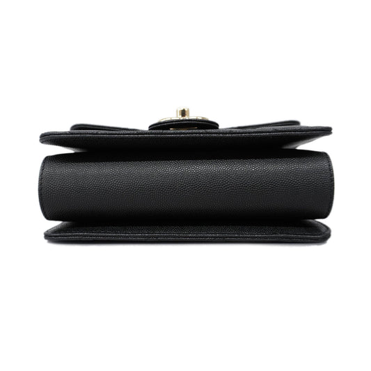 CHANEL  Matelasse Chain Shoulder Women's Caviar Leather Shoulder Bag Black