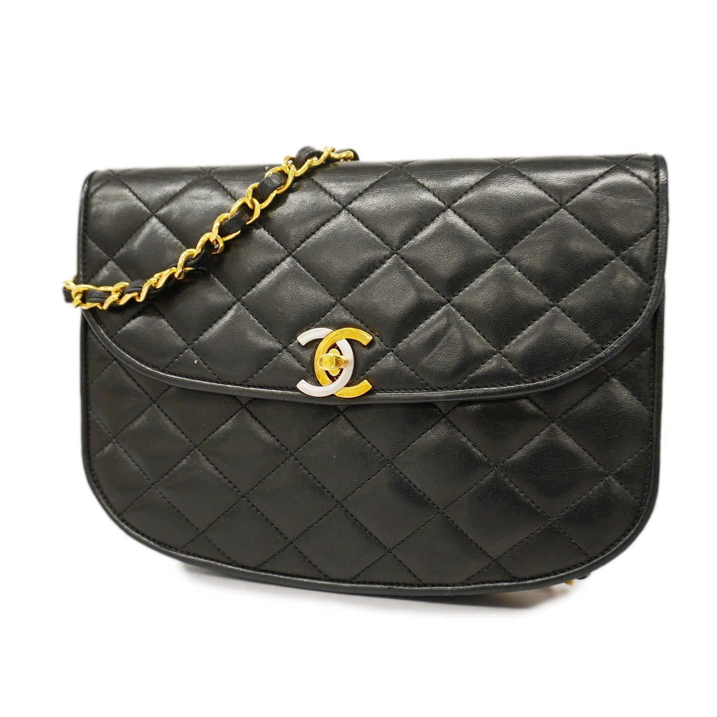 Luxury Chanel  Matelasse Chain Shoulder Lambskin Women's Leather Shoulder Bag Black