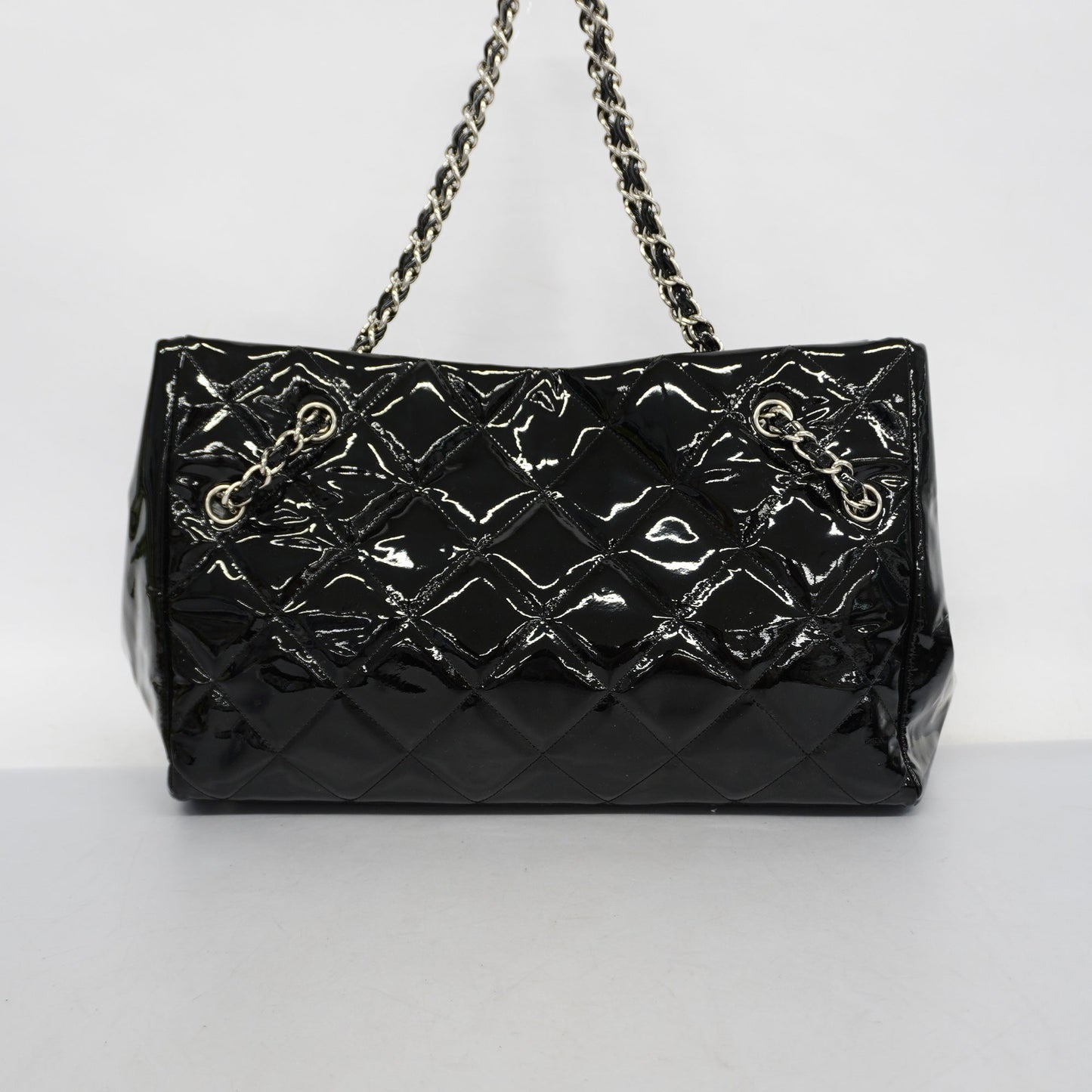 CHANEL  Matelasse Chain Shoulder Bag Women's Patent Leather Black