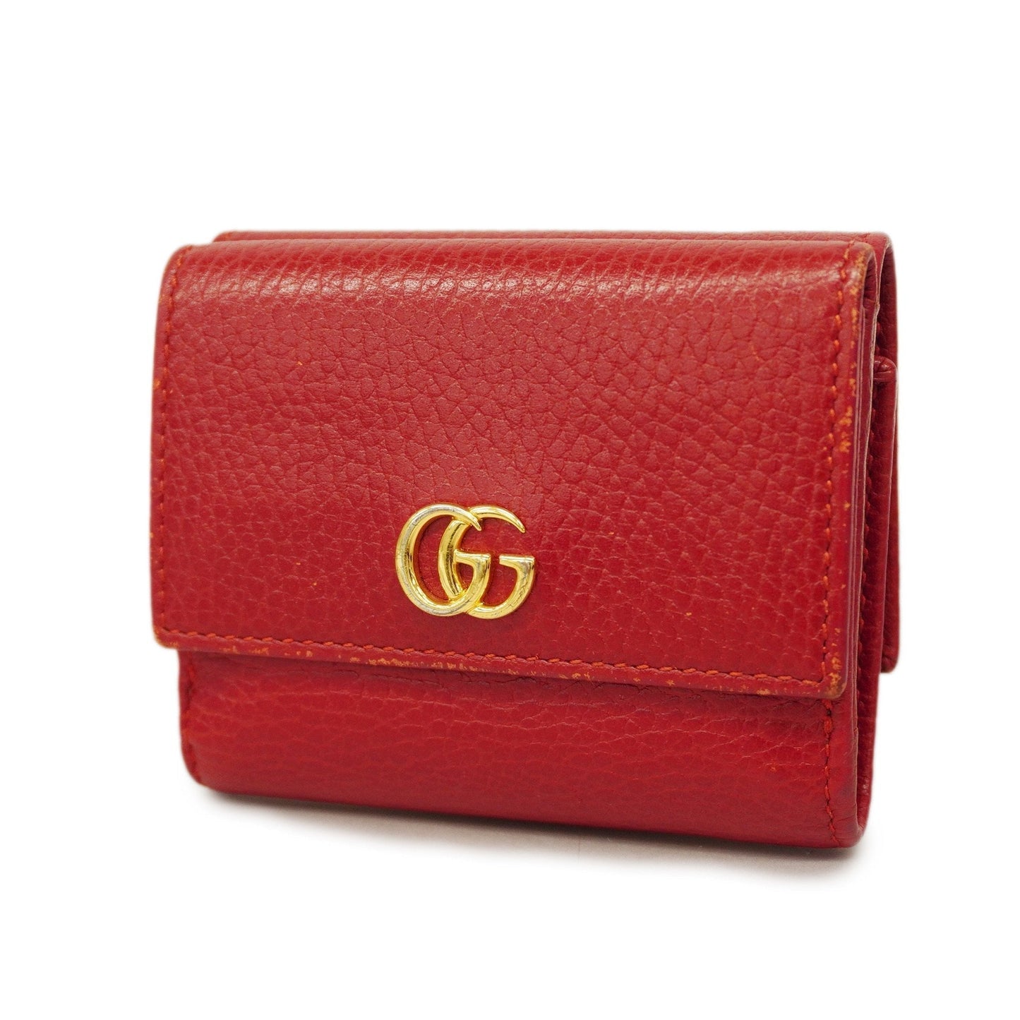 Luxury Gucci  Tri-fold Wallet GG Marmont Gold Metal 474746 Women's Leather Wallet