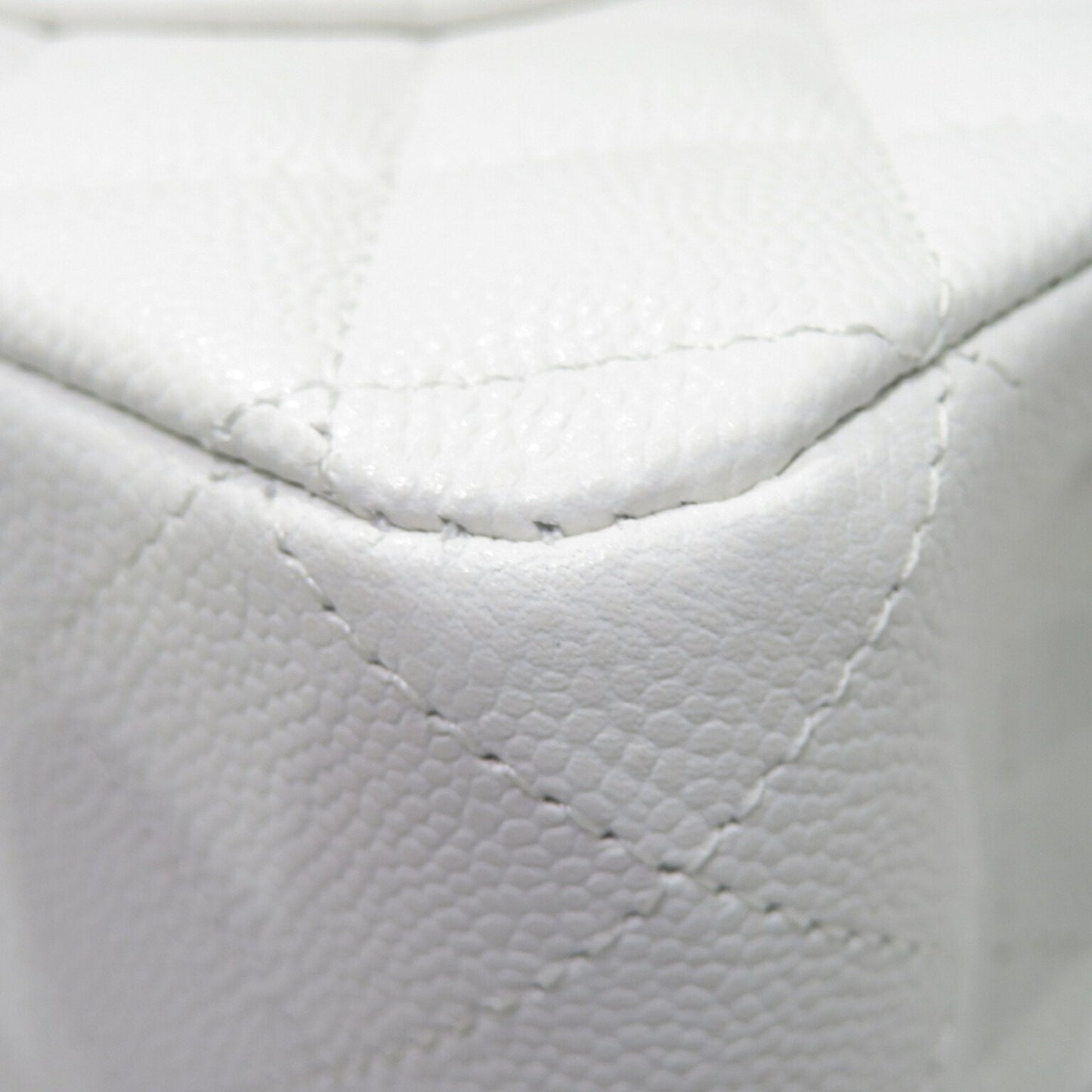 CHANEL Classic Flap Bag Shoulder White SG Hardware Caviar Skin Women's Men's