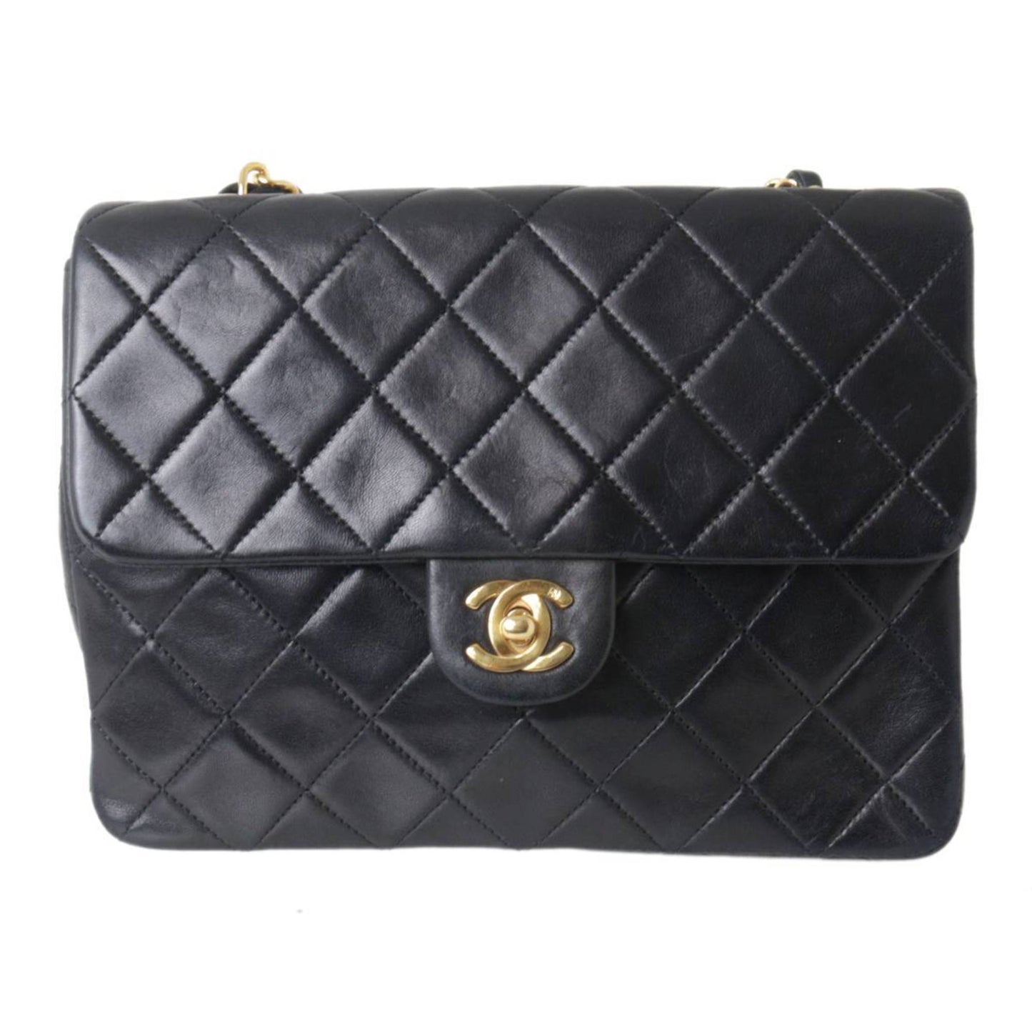 Luxury Chanel Matelasse 20 Chain Shoulder Bag 7 Digits Circa 1990 Lambskin Black x Gold NT