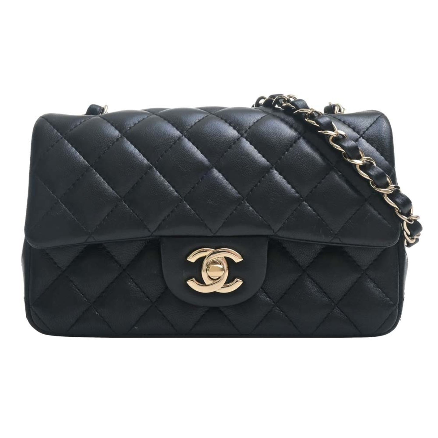Luxury Chanel Lambskin Matelasse Coco Mark Chain Shoulder Bag A69900 Black Ladies