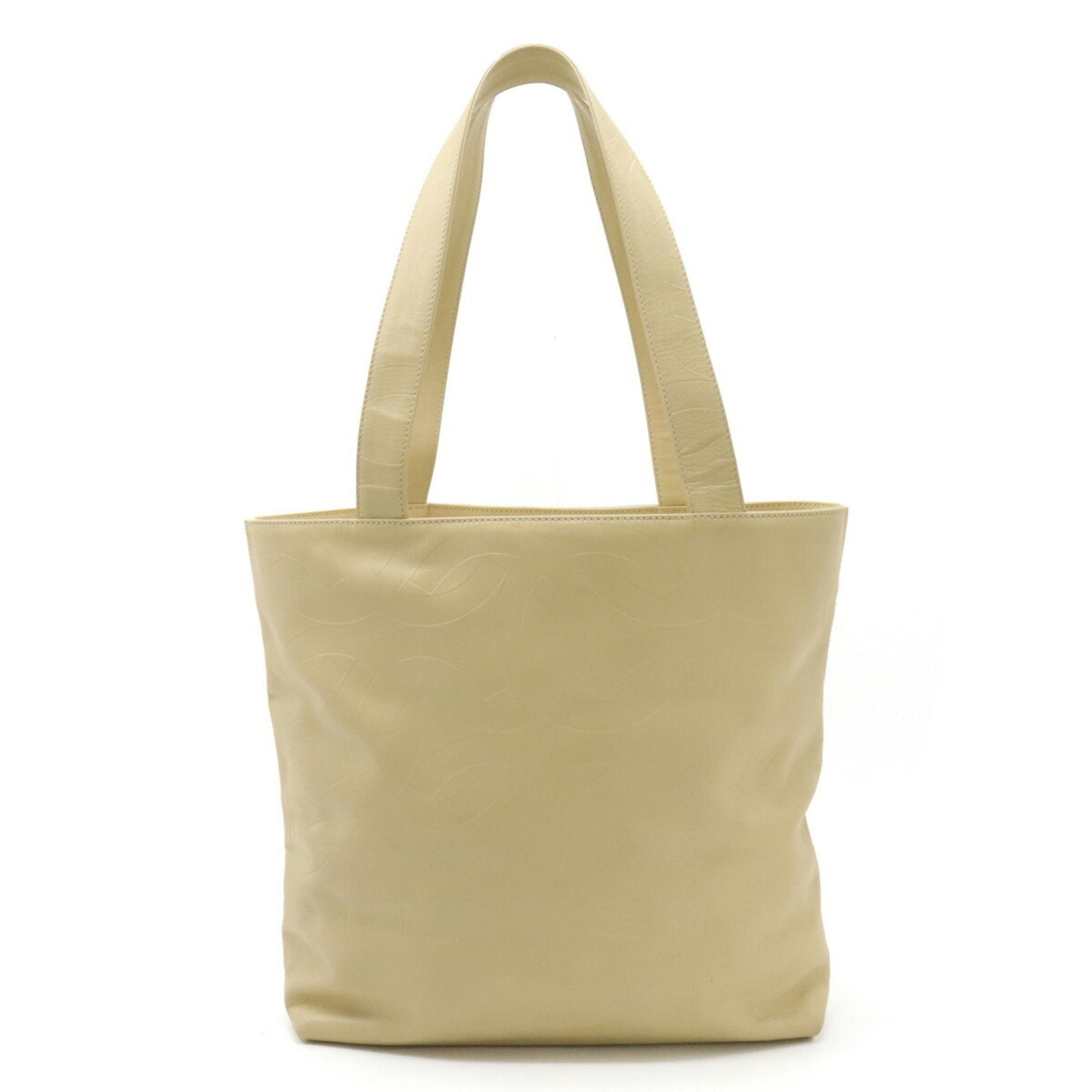 Luxury Chanel here mark type push tote bag shoulder leather beige
