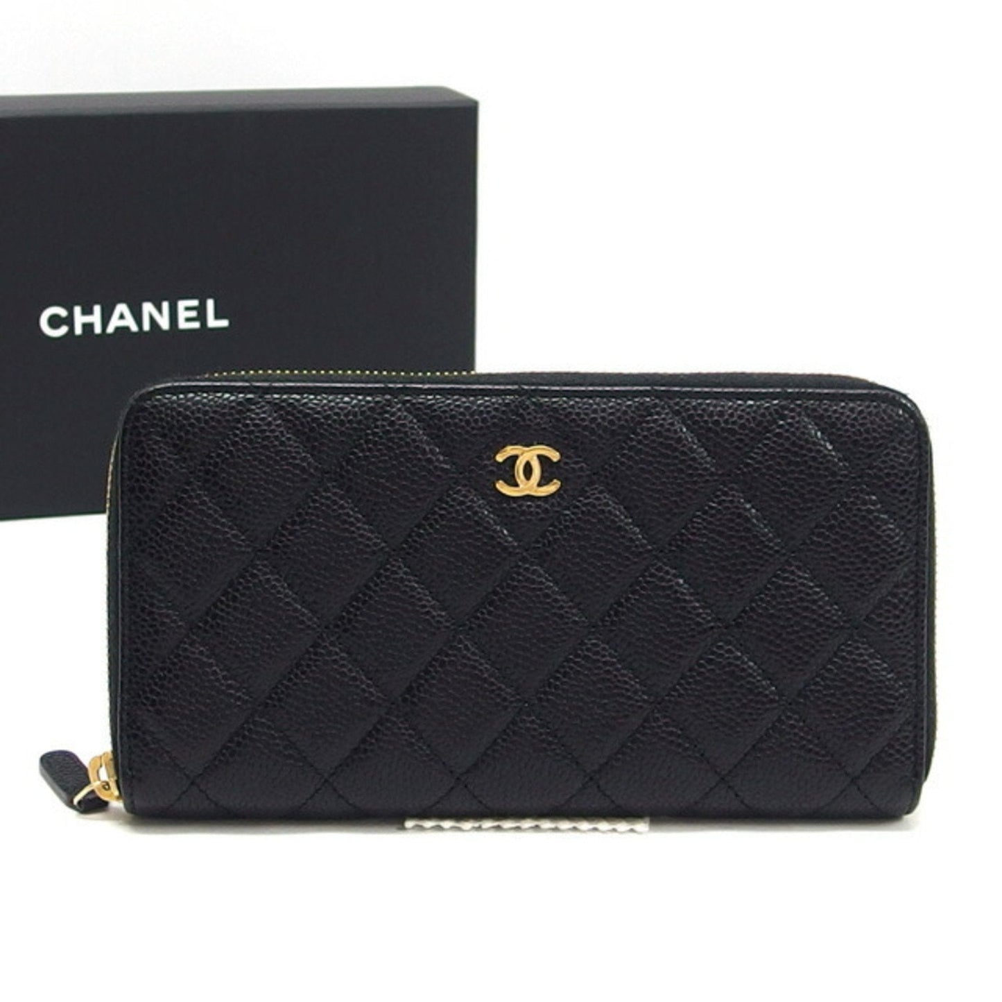 Luxury Chanel Matelasse round long wallet caviar skin