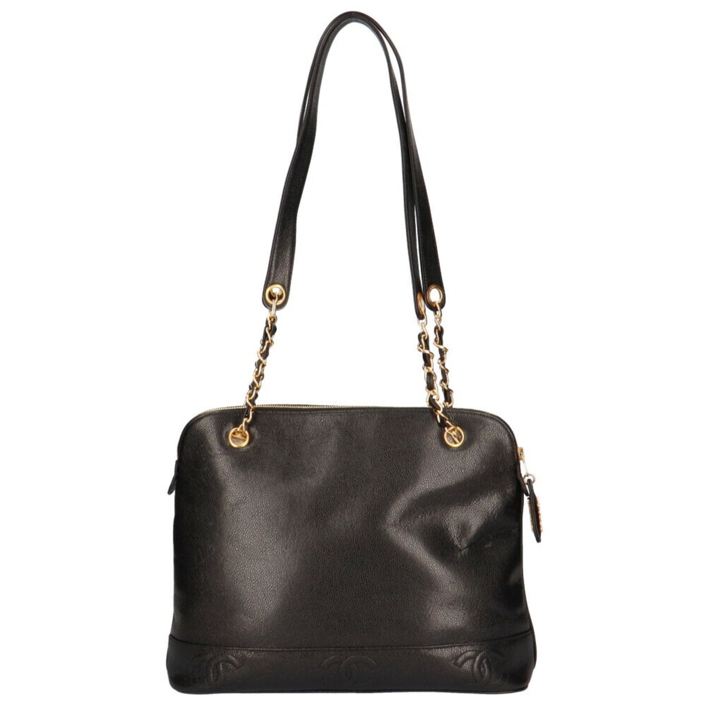 Luxury Chanel Chain Triple Coco Shoulder Bag Caviar Skin Black Women's