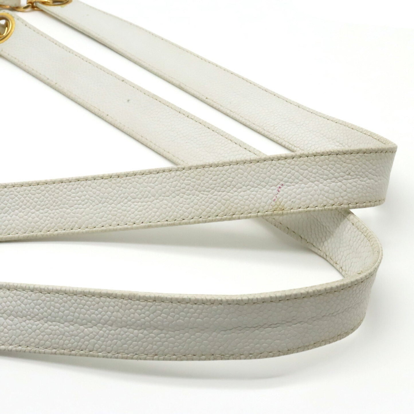 Luxury Chanel Caviar Skin Coco Mark Chain Tote Bag Shoulder Leather White