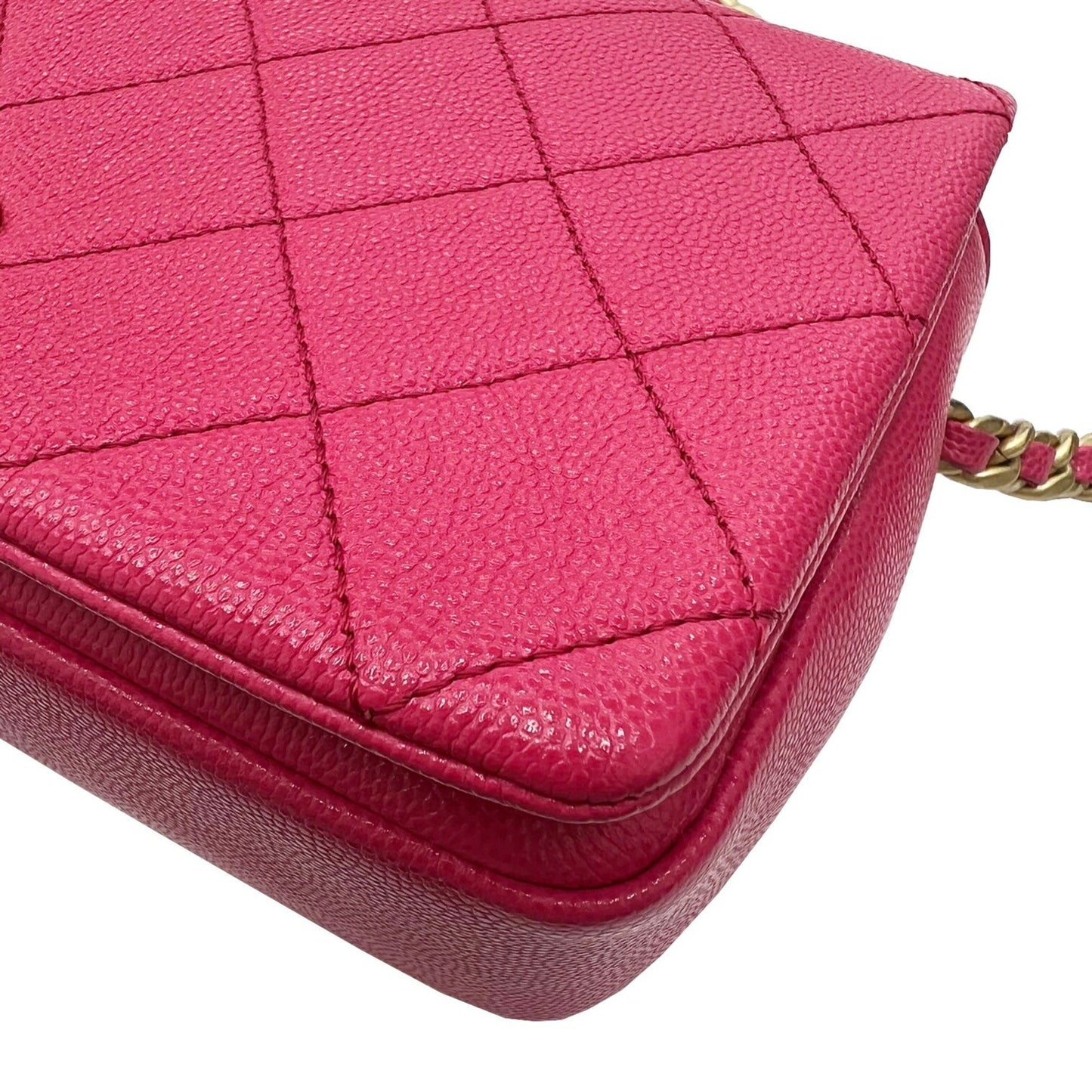 CHANEL Matelasse Flap Bag Chain Shoulder AS1895 Handbag Caviar Skin Pink 30s Ladies