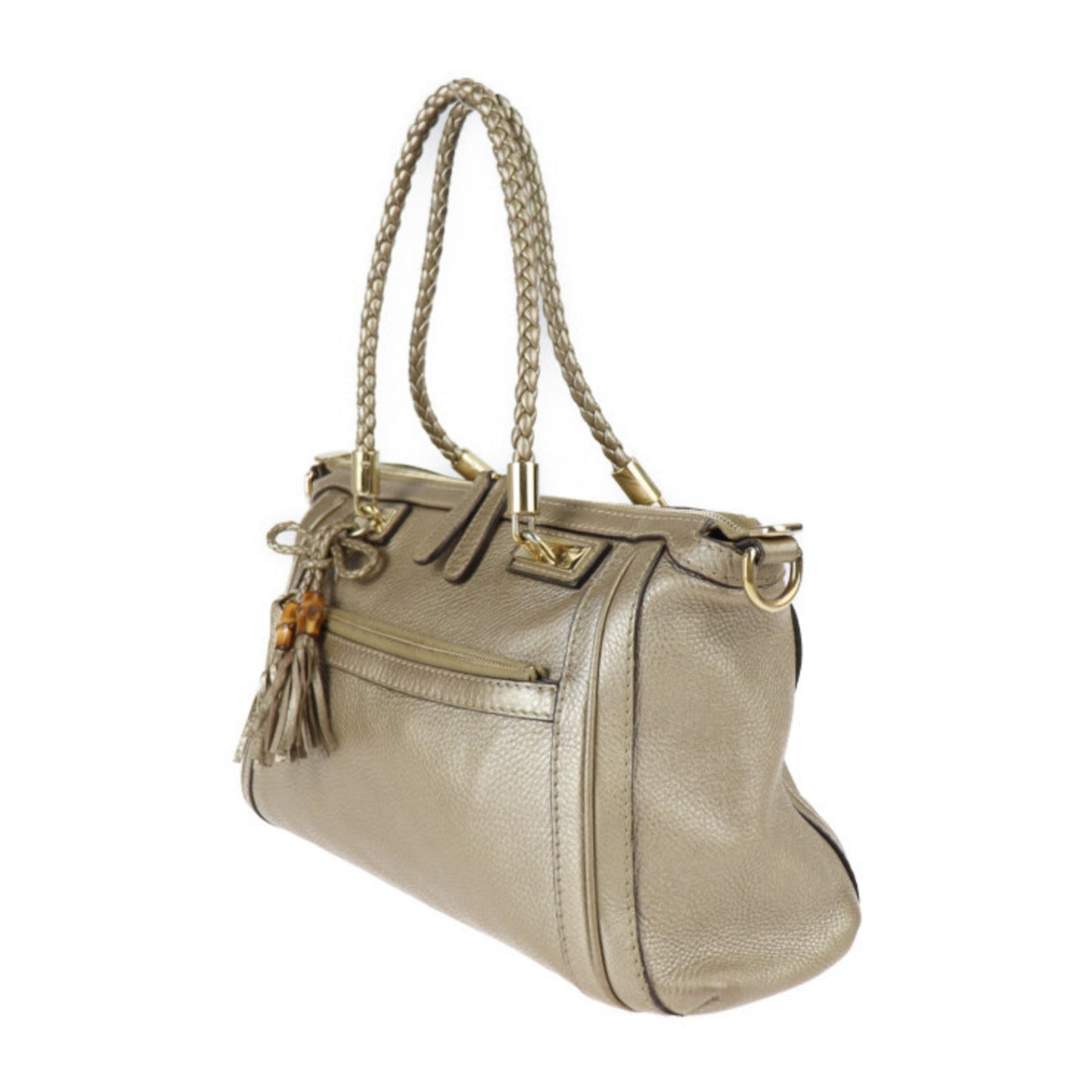 Luxury Gucci bamboo handbag 282300 leather gold tassel 2WAY shoulder tote bag