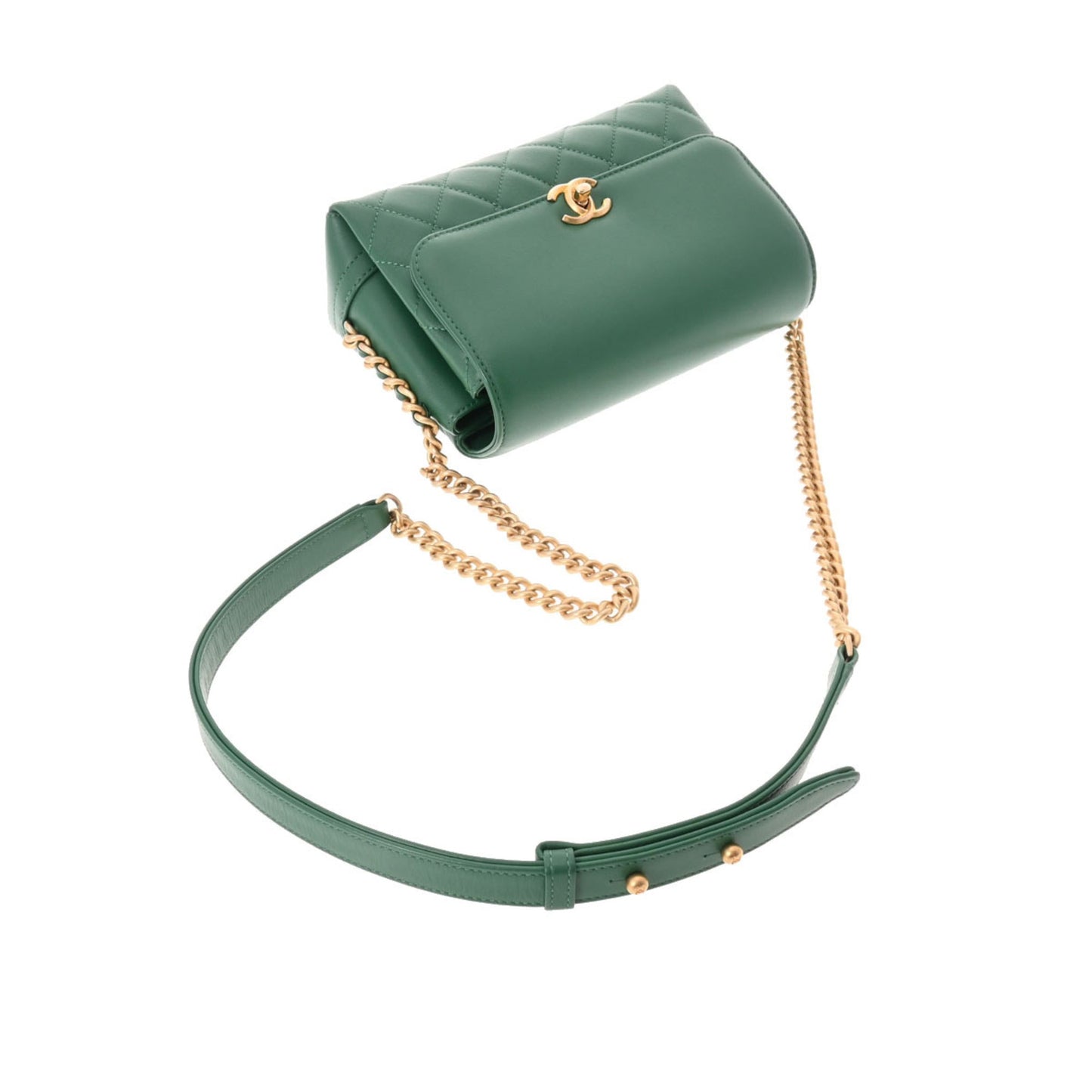 Luxury Chanel matelasse chain shoulder green ladies lambskin bag