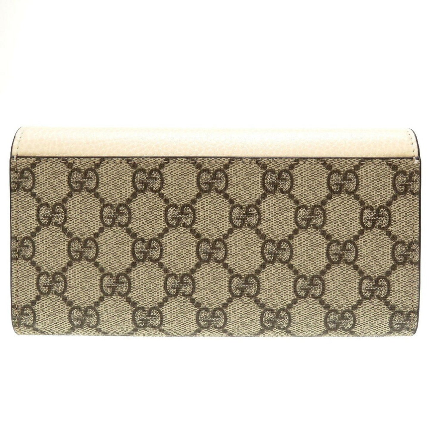 Luxury Gucci GG Marmont 456116 Continental Supreme Leather Beige White Bifold Long Wallet