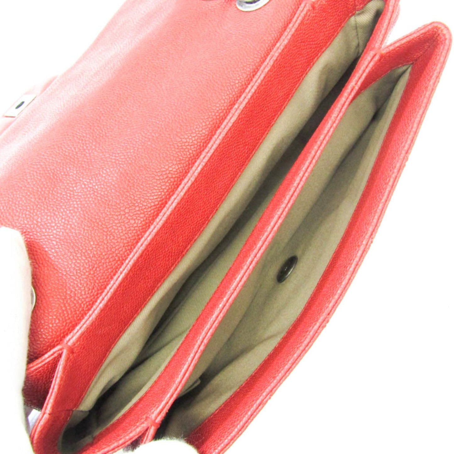 Luxury Chanel Caviar Skin Matelasse Women's Leather Shoulder Bag Red Color