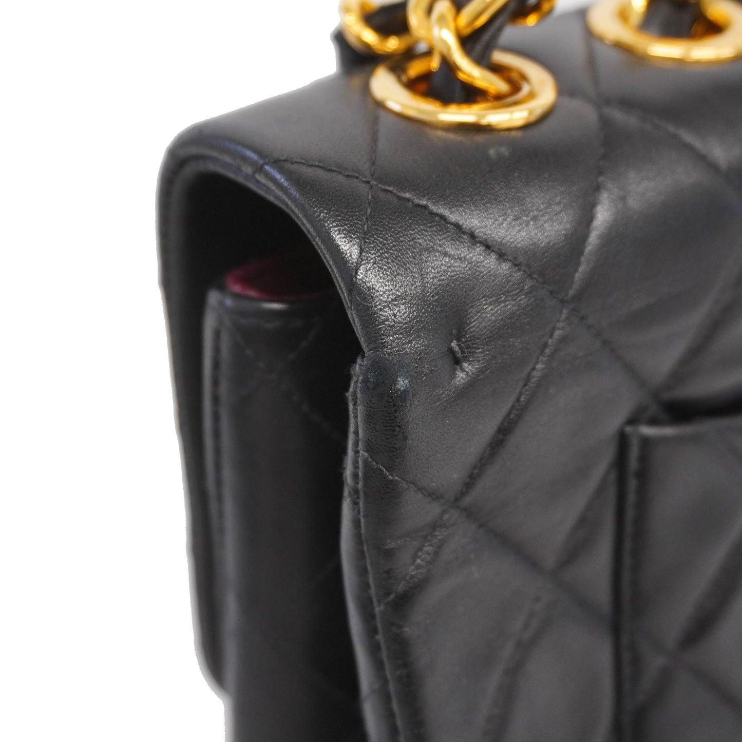 CHANEL  Big Matelasse W Chain Women's Leather Shoulder Bag Black