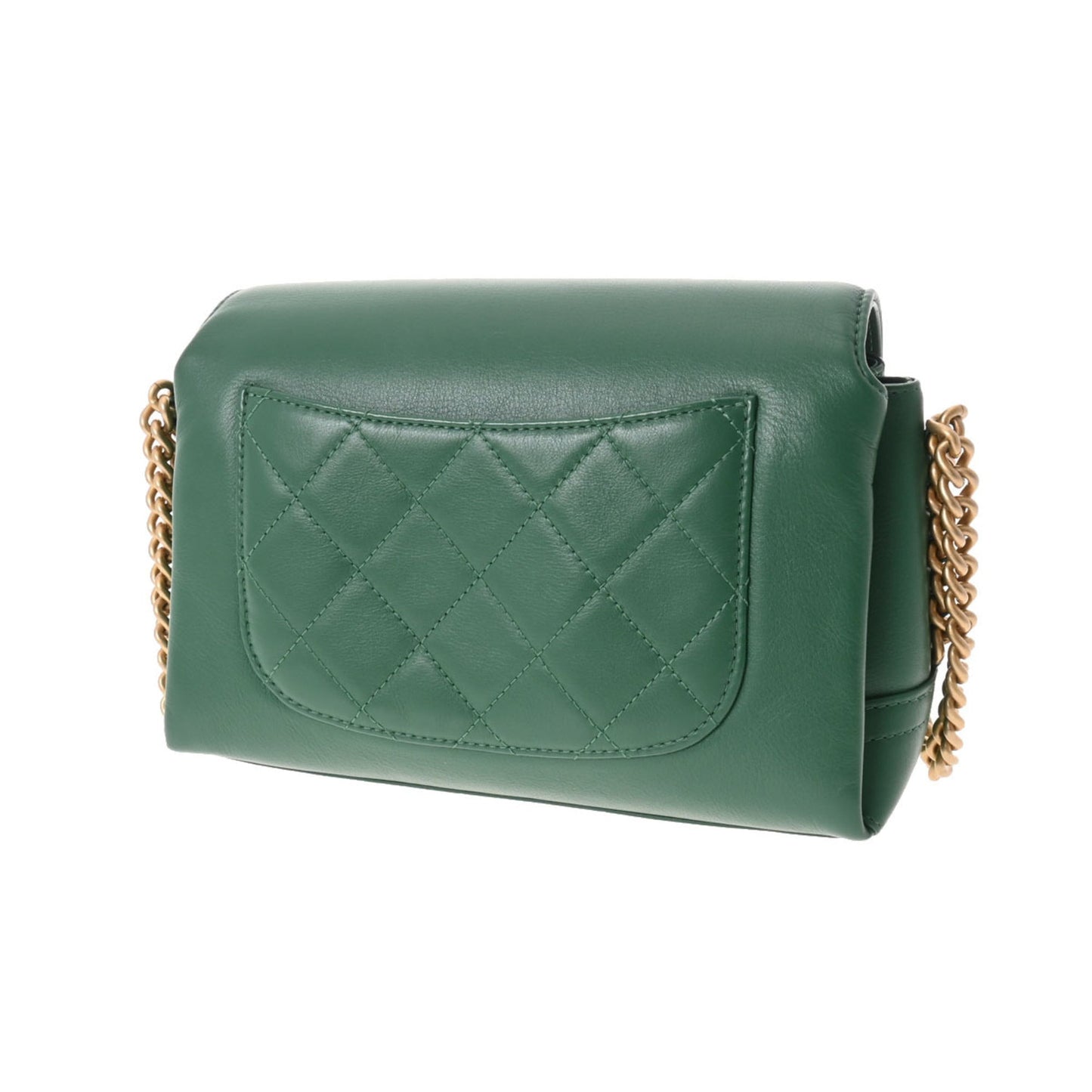 Luxury Chanel matelasse chain shoulder green ladies lambskin bag