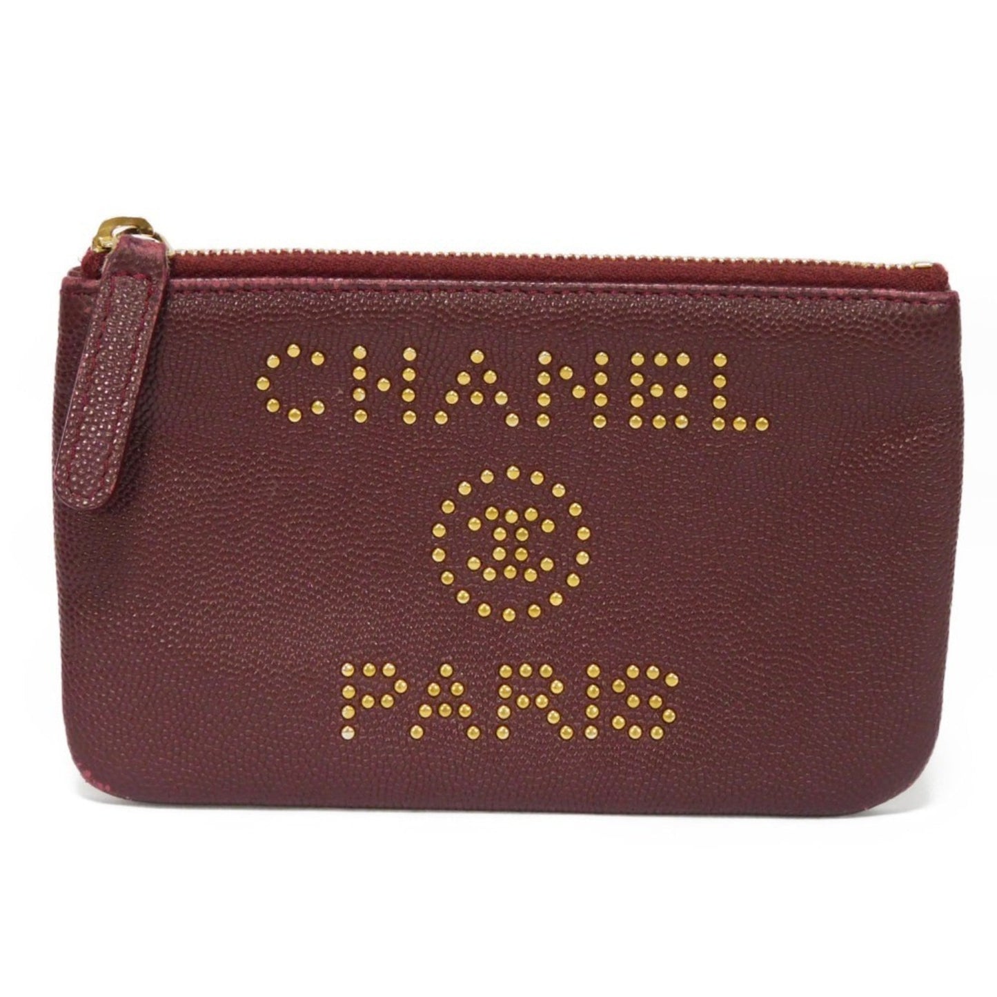 Luxury Chanel Coin Case Deauville Mini Pouch Caviar Skin 28th Series Logo Studs Burgundy AP0793 Men's Women's Wallet