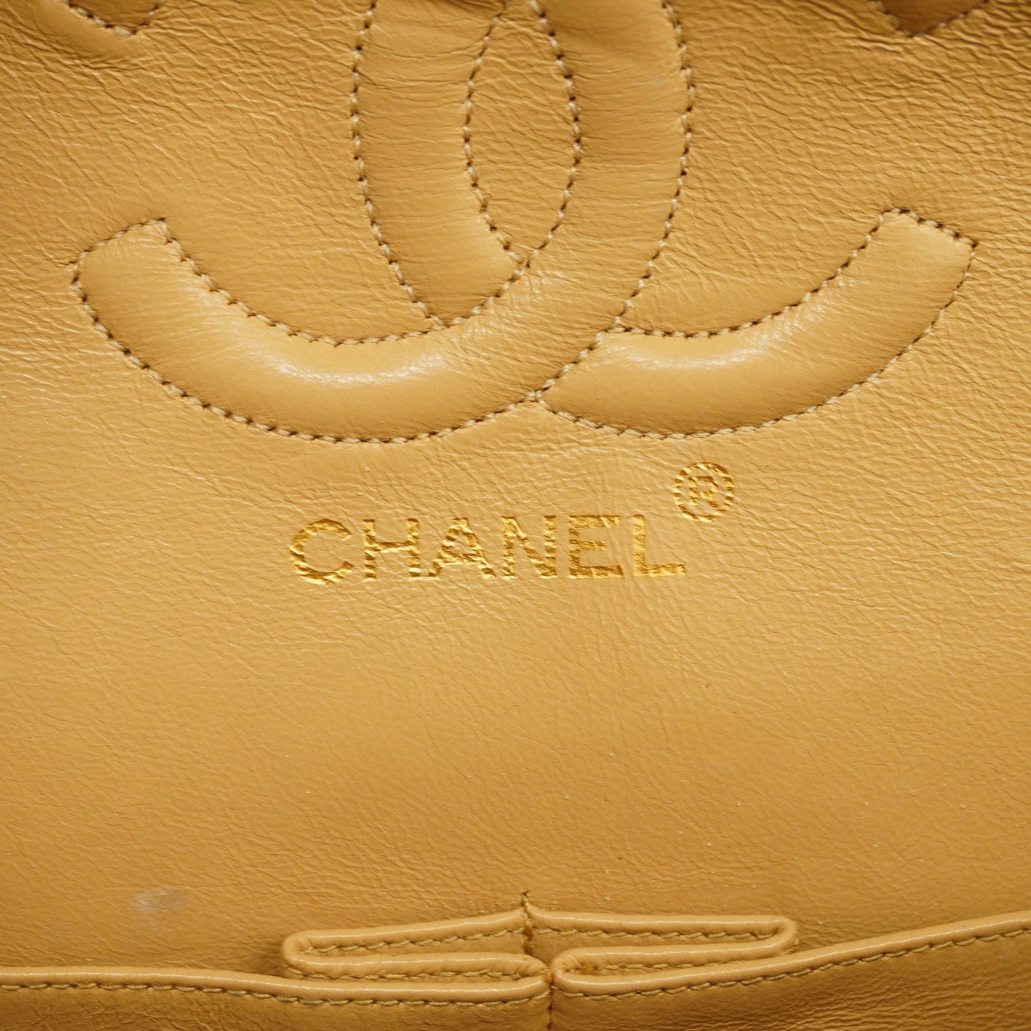 CHANEL  Matelasse W Flap W Chain Women's Leather Shoulder Bag Beige