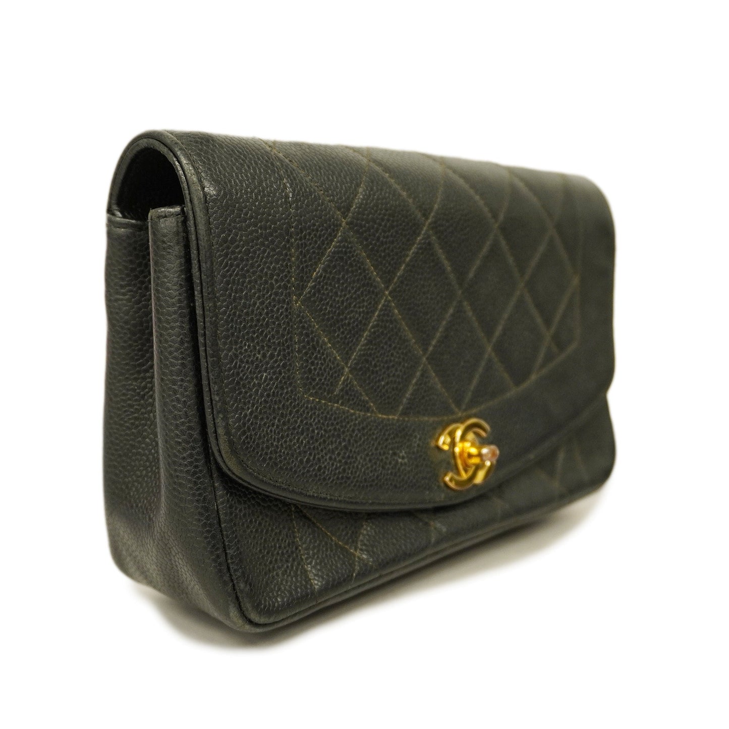 CHANELAuth  Matelasse Diana Flap Chain Shoulder Women's Caviar Leather Shoulder