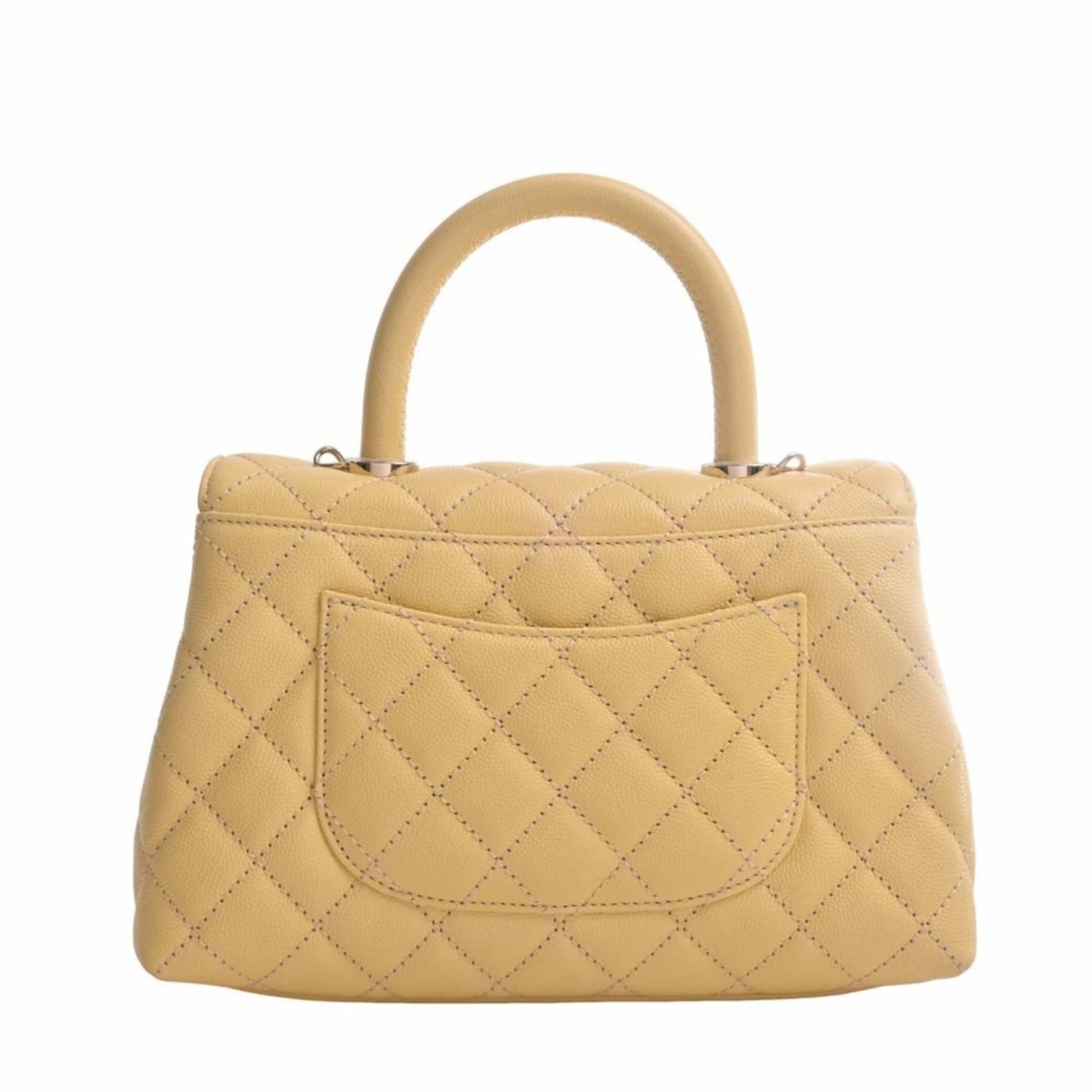 Luxury Chanel Caviar Skin Matelasse Coco Mark Chain Shoulder Bag Yellow Ladies