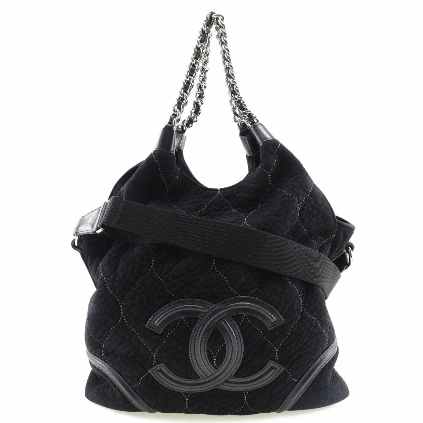 Luxury Chanel Coco Mark Handbag 2WAY Shoulder A40394 Mouton Black/Silver Hardware Women's