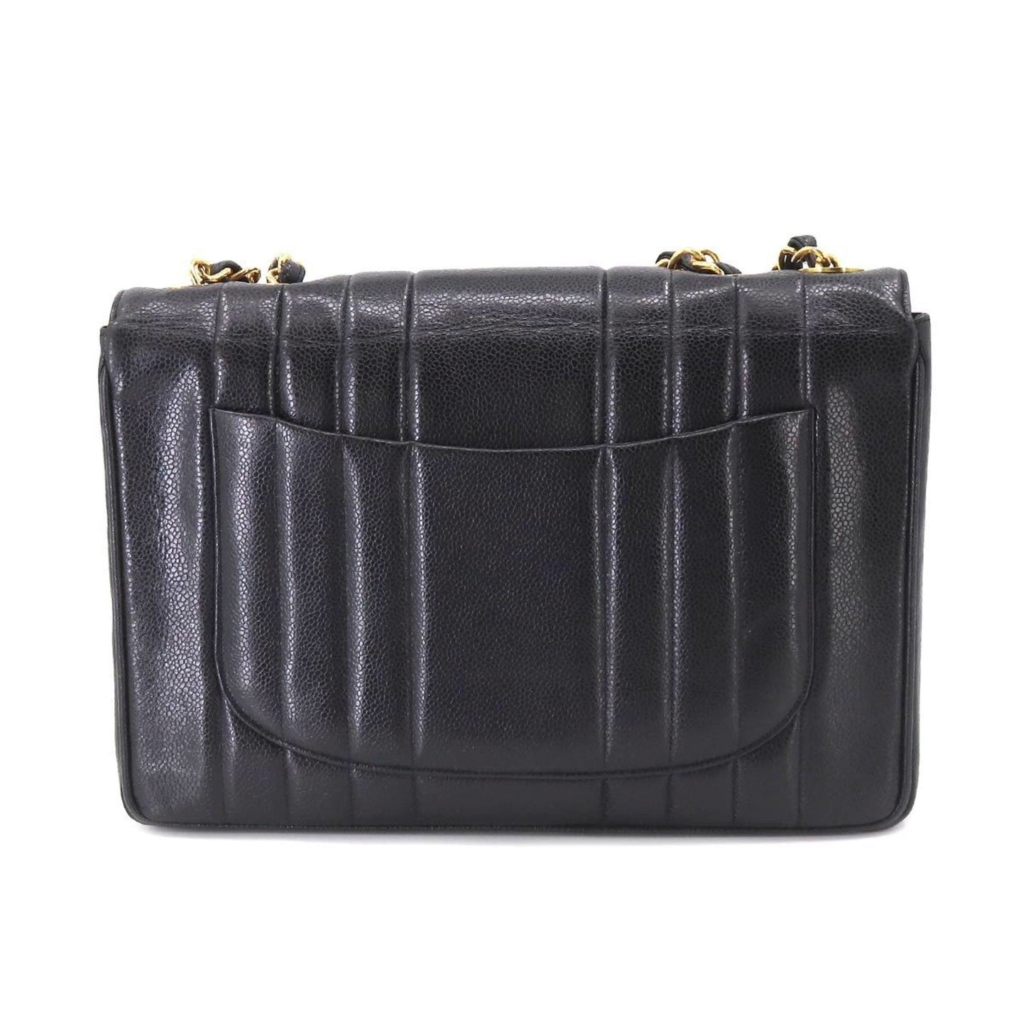 Luxury Chanel Mademoiselle Chain Shoulder Bag Caviar Skin Black Coco Mark Gold Hardware Vintage
