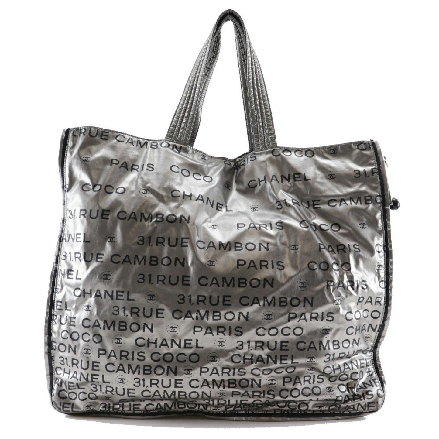Luxury Chanel Unlimited Tote Bag Logo Here Mark A46113 Nylon Silver Ladies