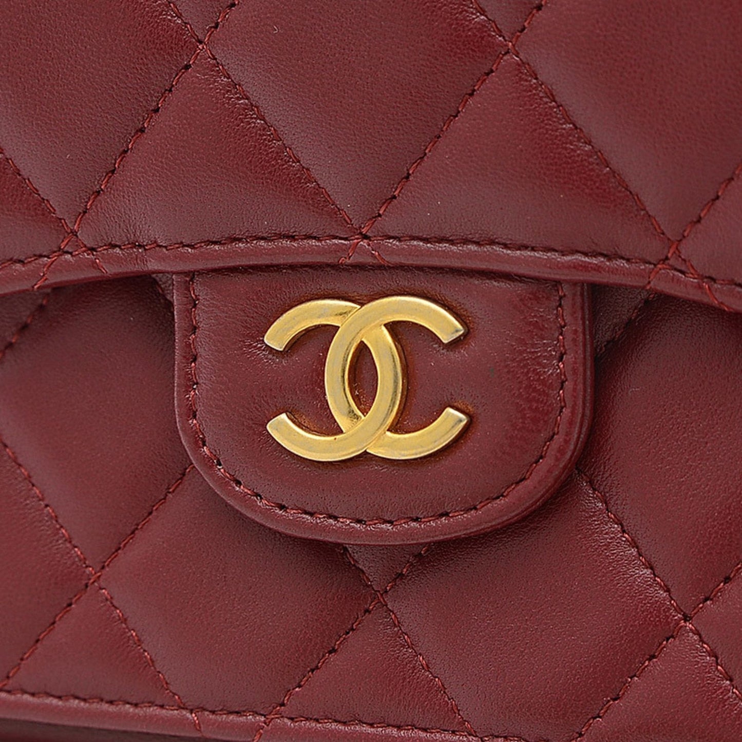 Chanel Matelasse Flap Coin Purse Chain Pouch Lambskin Bordeaux AP2200