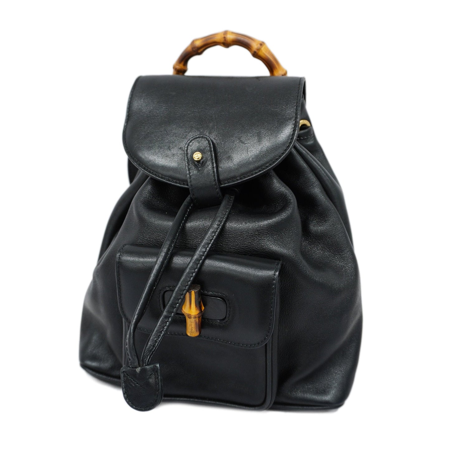 Luxury Gucci  Bamboo Rucksack 003 2058 0030 Women's Leather Backpack Black