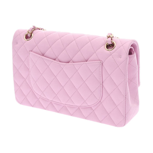 CHANEL matelasse W flap chain shoulder 25 pink ladies caviar skin bag
