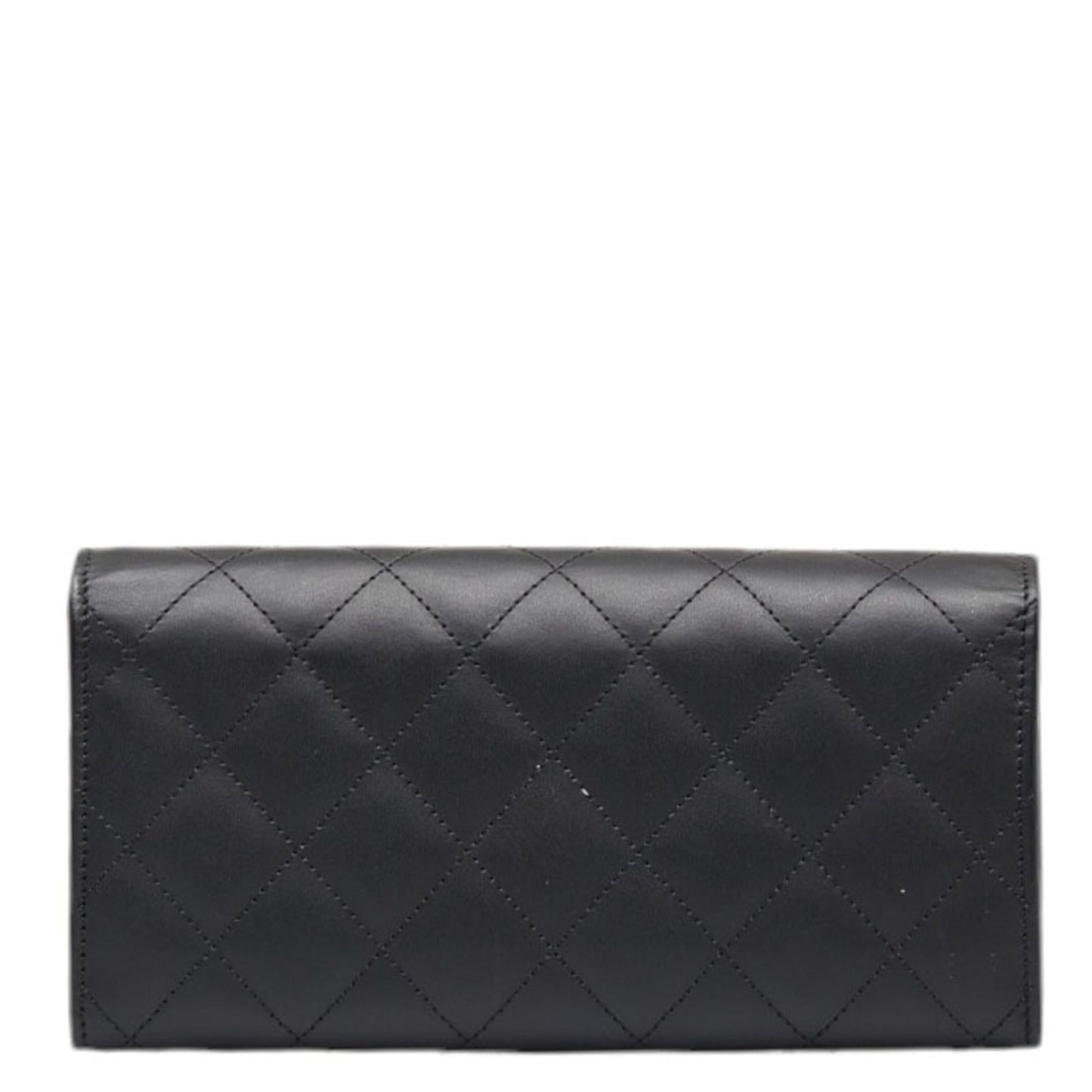 Luxury Chanel Cambon Line Coco Mark Long Wallet Black Pink Lambskin Ladies