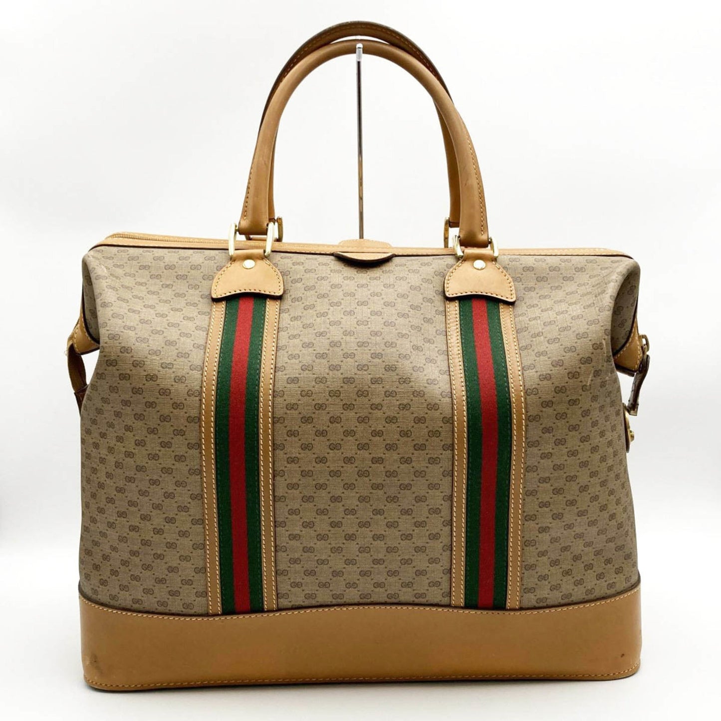 Luxury Gucci Trending 2025 Boston Bag Travel Micro GG Sherry Line Beige Brown PVC Leather Women's Men's 012 122