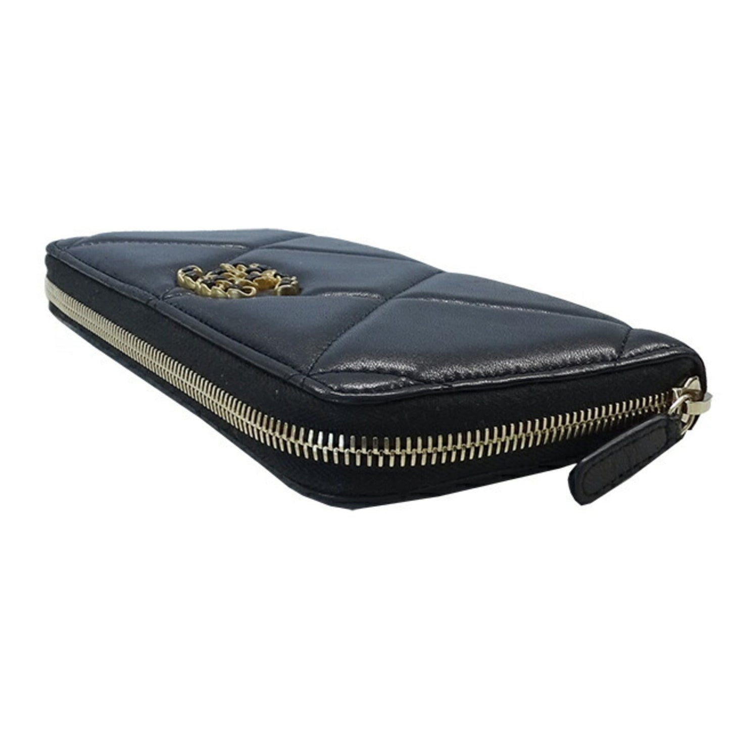 Luxury Chanel wallet matelasse ladies long lambskin black
