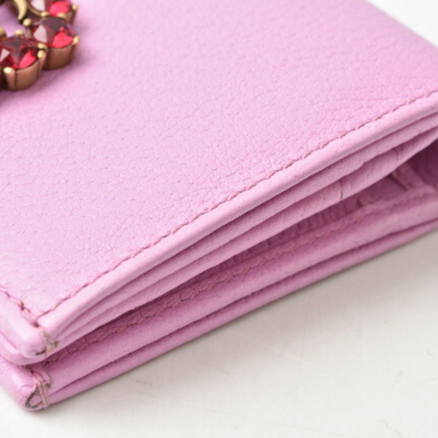 Luxury Gucci mini wallet / coin case Luxury Gucci folding 499783 GG Marmont rhinestone rose pink