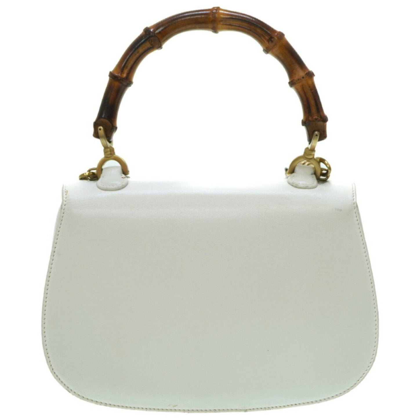 Luxury Gucci bamboo shoulder handbag leather white  strap