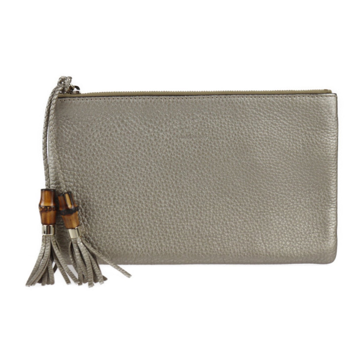 Luxury Gucci Bamboo Clutch Bag 376854 Leather Gold Series Second Pouch Tassel