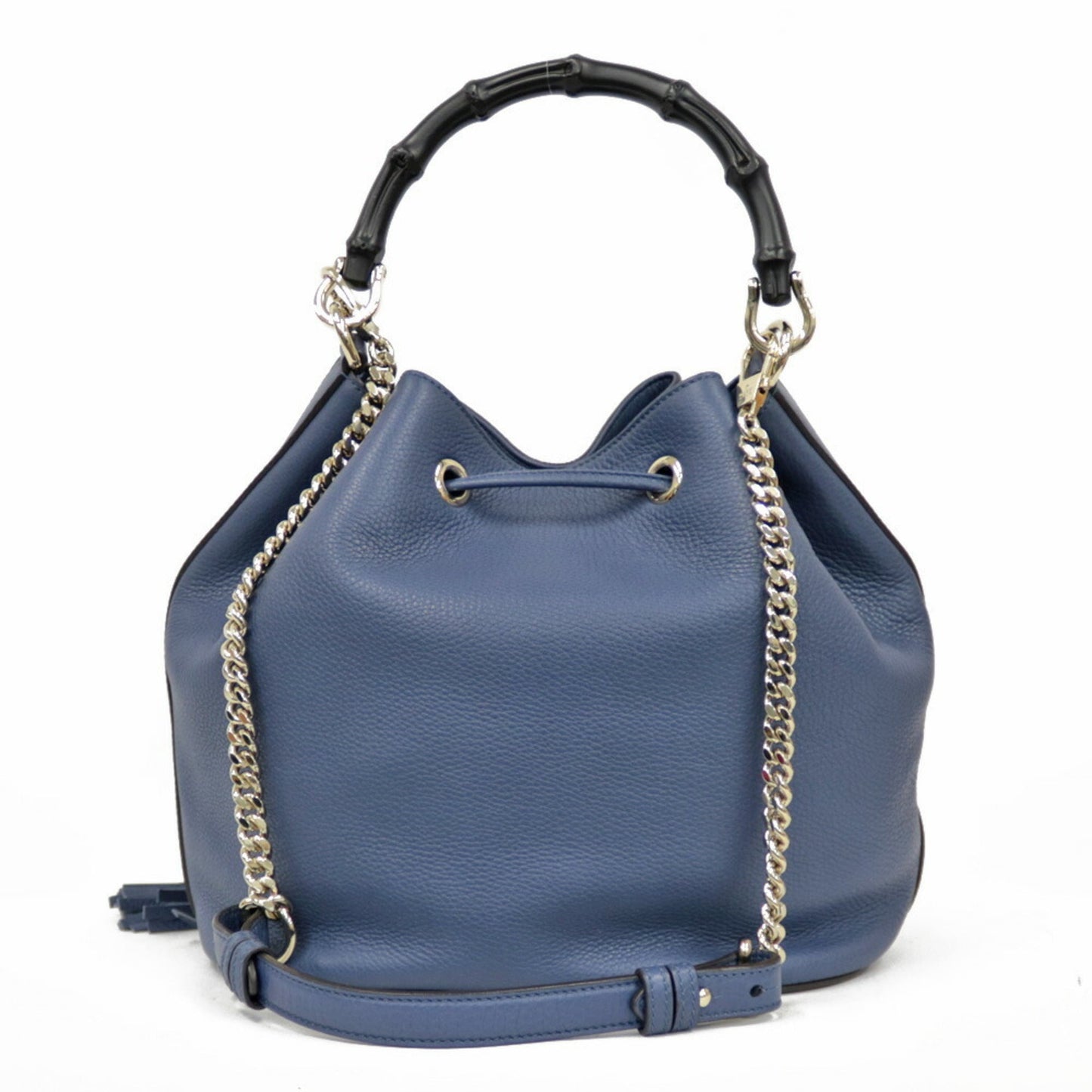 Luxury Gucci Handbag Shoulder Bag Chain Bamboo Navy Ladies