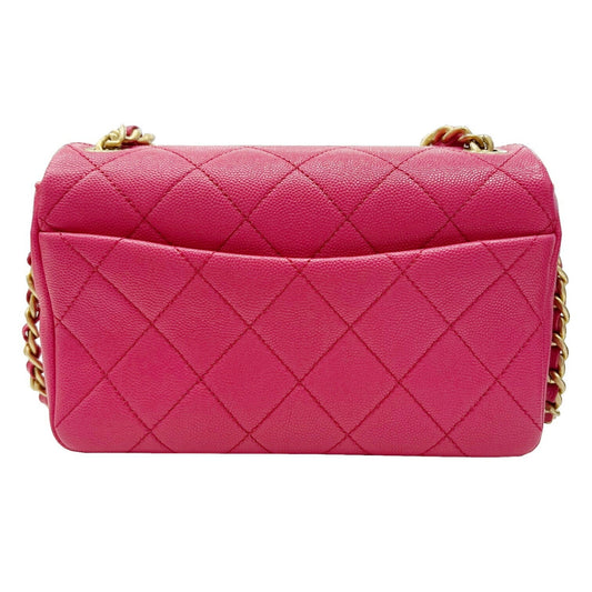 CHANEL Matelasse Flap Bag Chain Shoulder AS1895 Handbag Caviar Skin Pink 30s Ladies