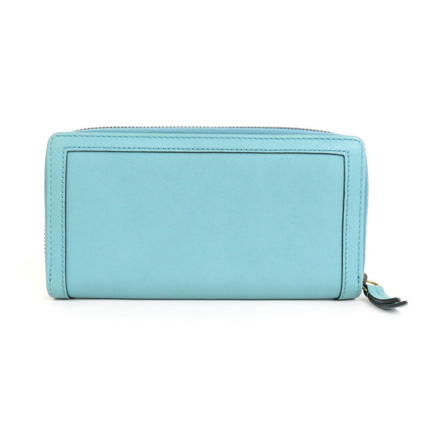 Luxury Gucci Round Zipper Long Wallet GG Marmont Diana Leather Turquoise Blue Gold Unisex 658634
