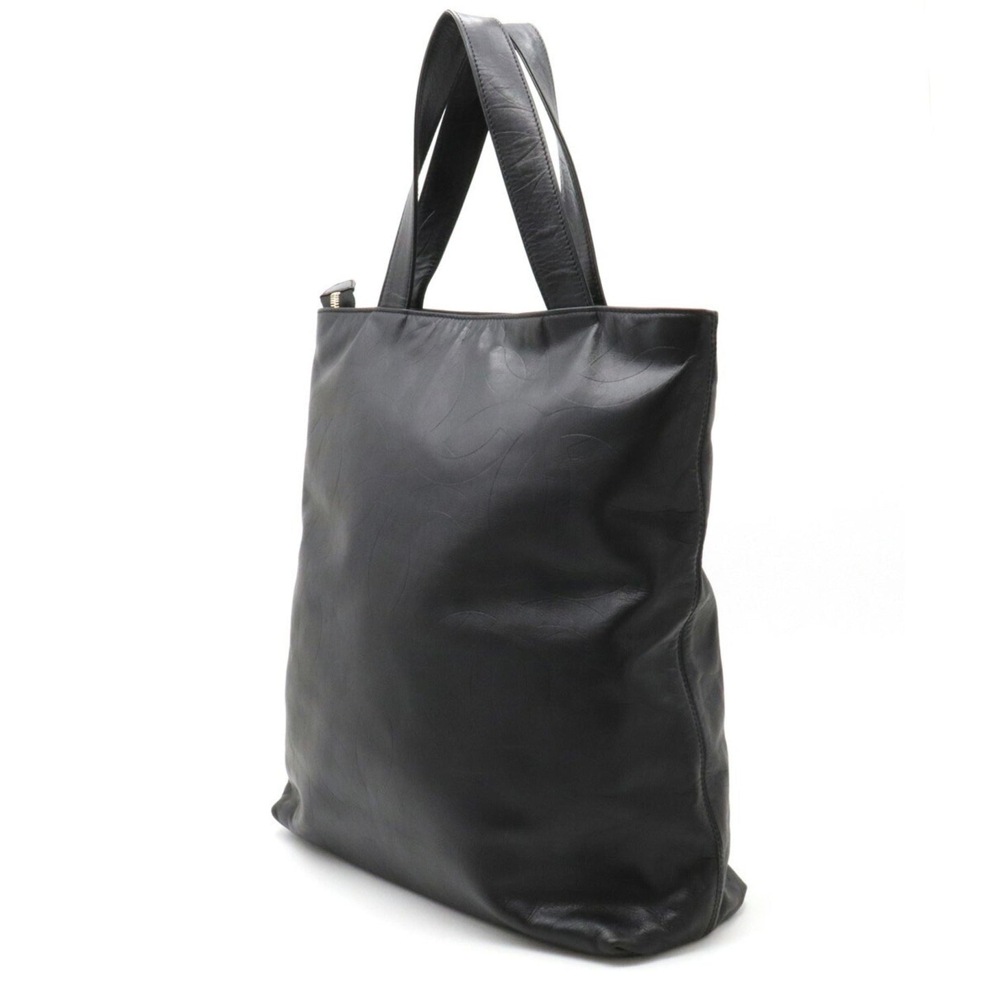 Luxury Chanel here mark type push tote bag large shoulder leather black