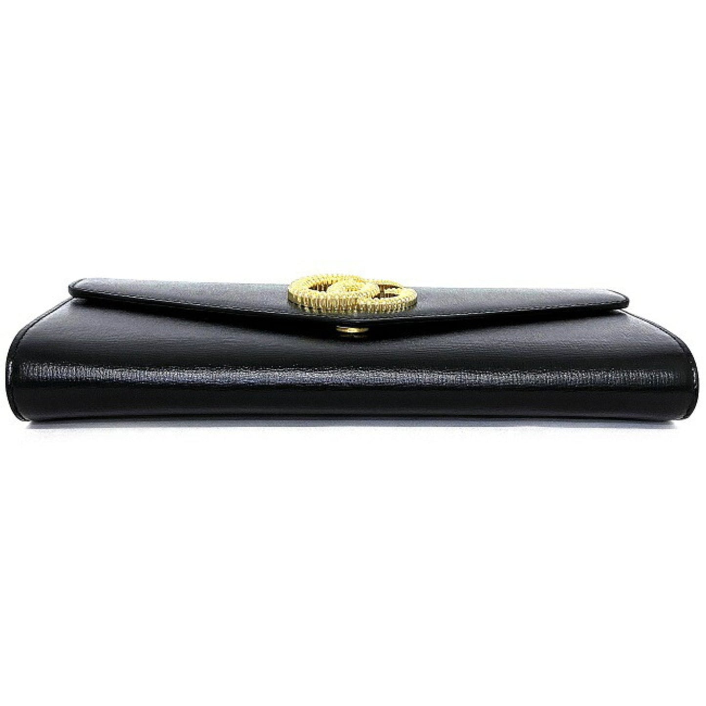 Luxury Gucci Clutch Bag Black Gold Broadway 594101-Bag Coated Leather Luxury Gucci GG Marmont Ladies Flap