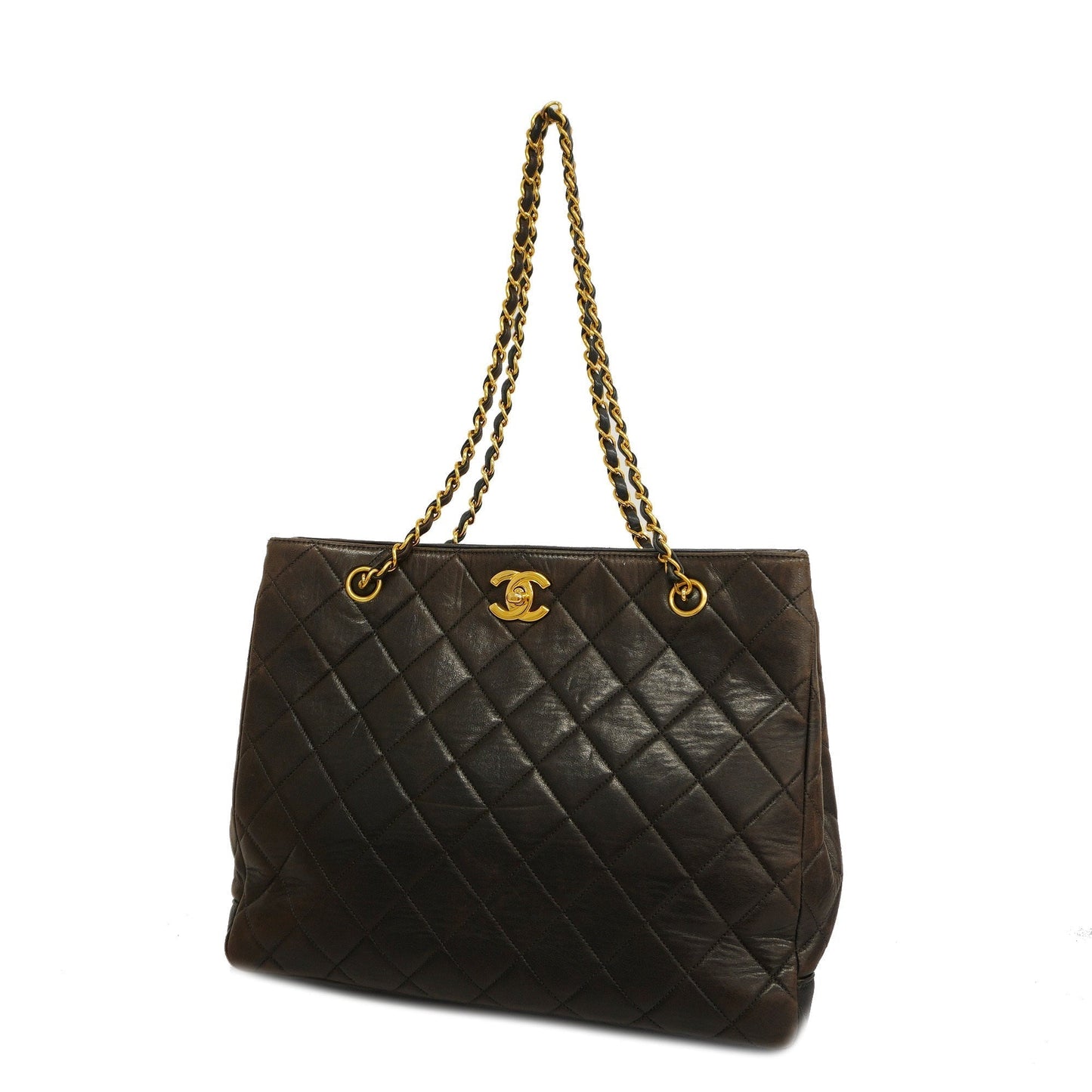 Luxury Chanel  Matelasse Chain Lambskin Women's Leather Shoulder Bag Black