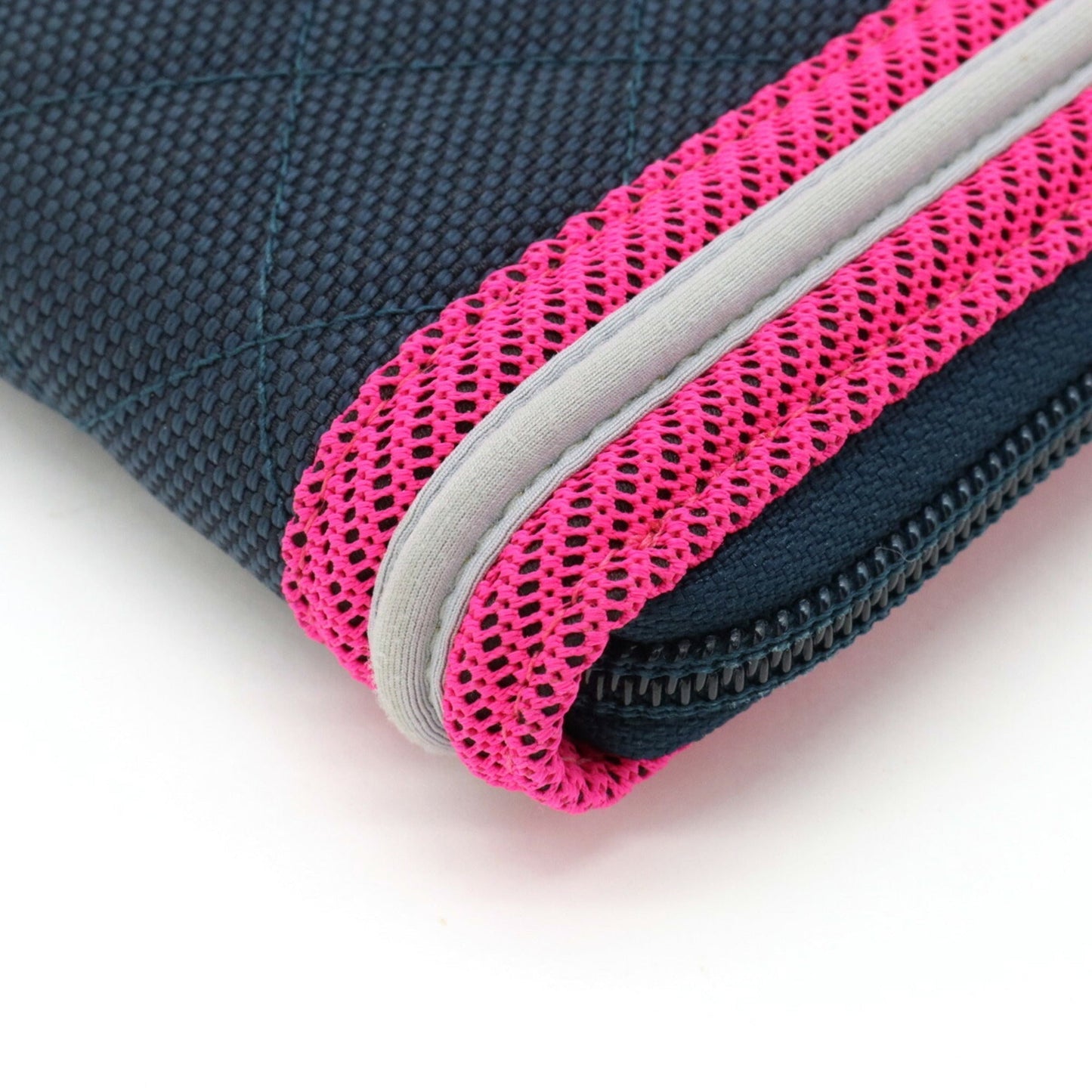 Luxury Chanel Boy  Matelasse Coco Mark Round Long Wallet Canvas Navy Pink Light Gray