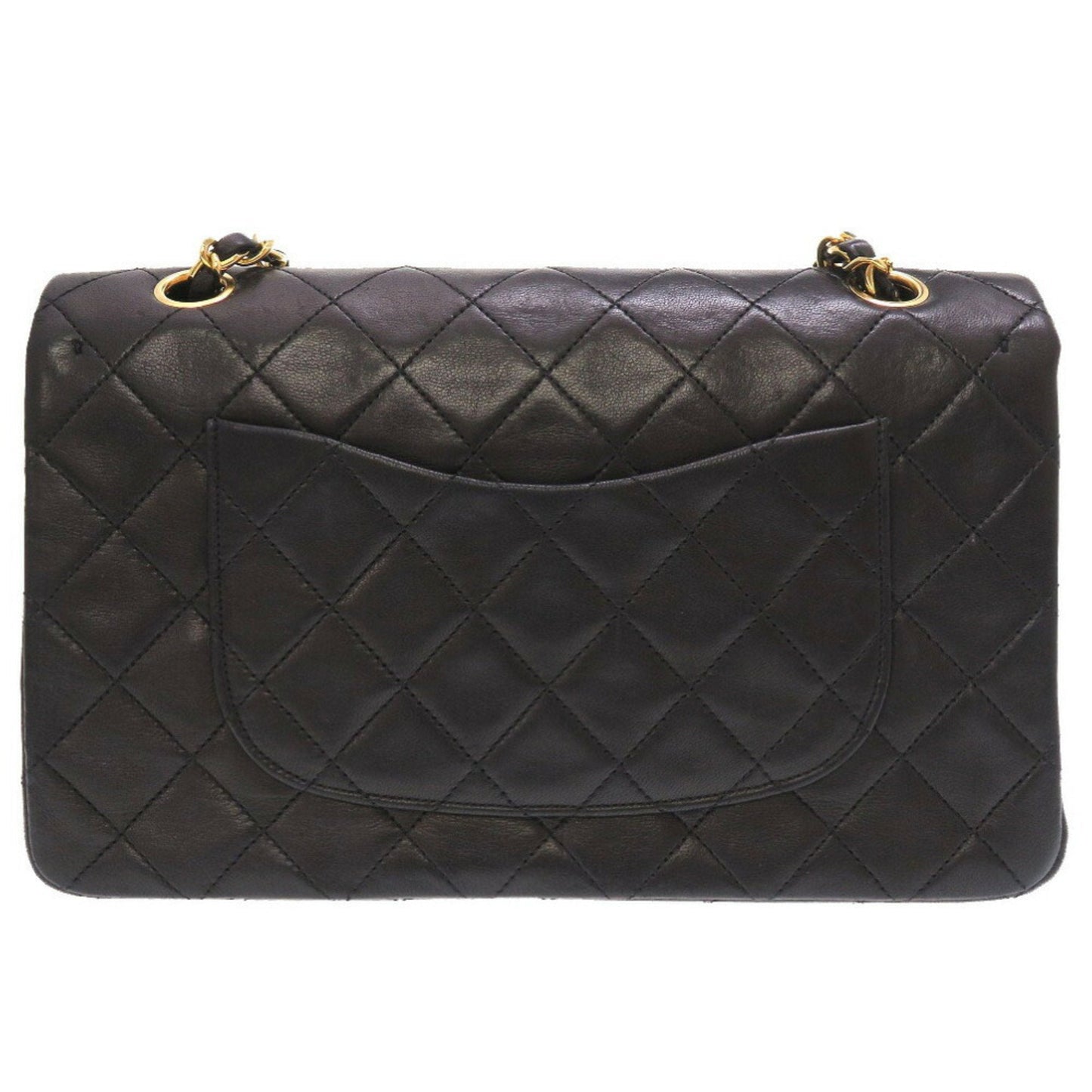 Chanel Matelasse 25 Lambskin Black 0 Series W Flap Gold Chain Shoulder Bag Double Lid