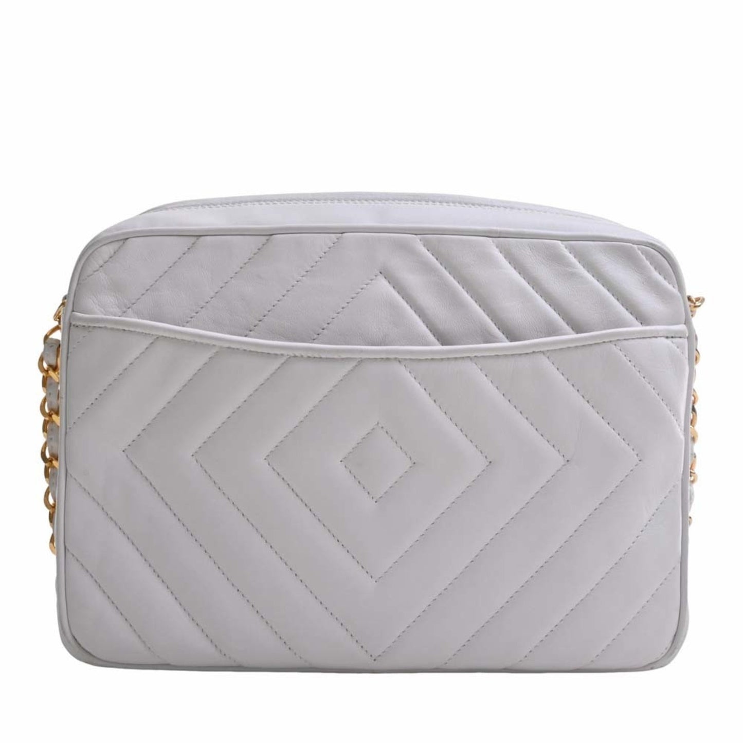 Luxury Chanel Leather Coco Mark Chain Shoulder Bag White Ladies