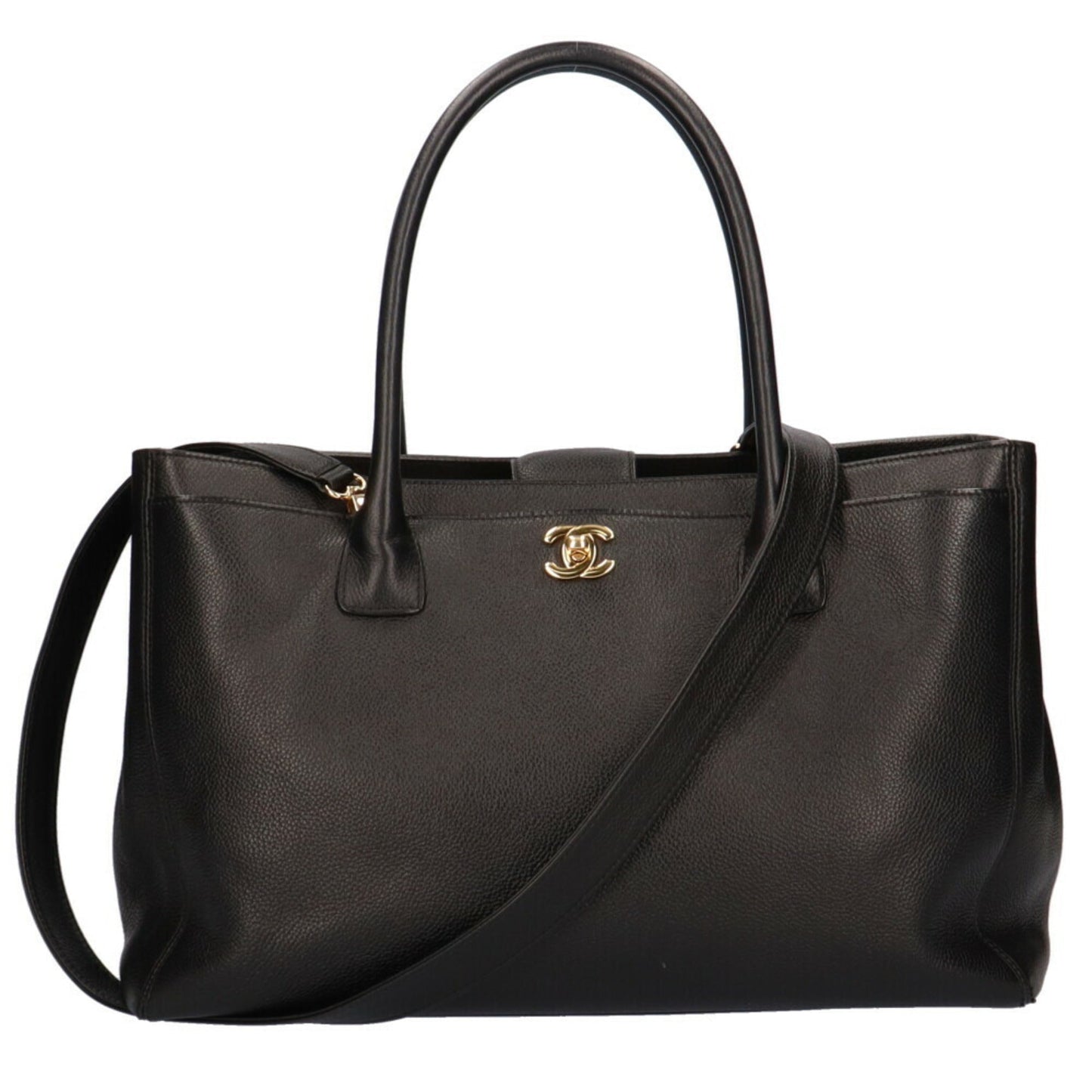 Luxury Chanel executive shoulder bag leather black ladies