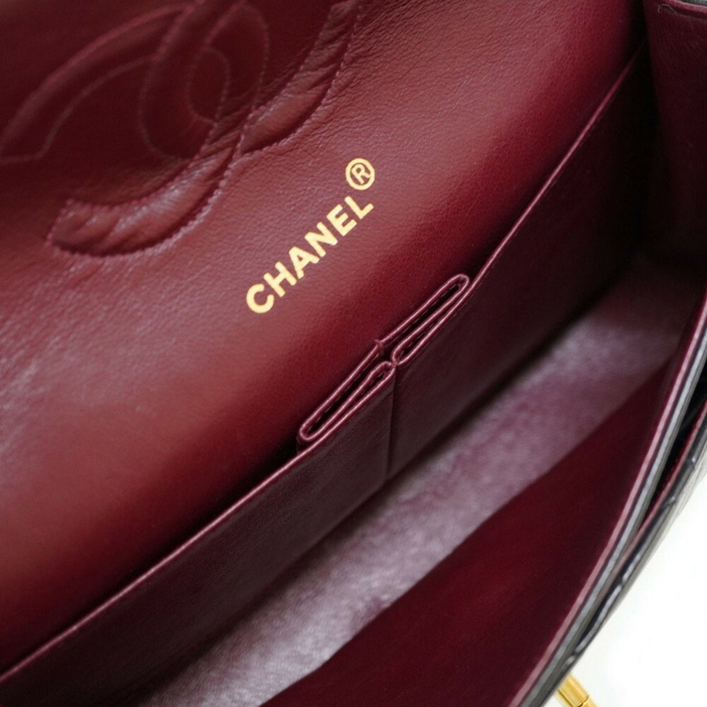 Chanel Matelasse 25 W Flap Chain Shoulder Bag Lambskin Leather Black