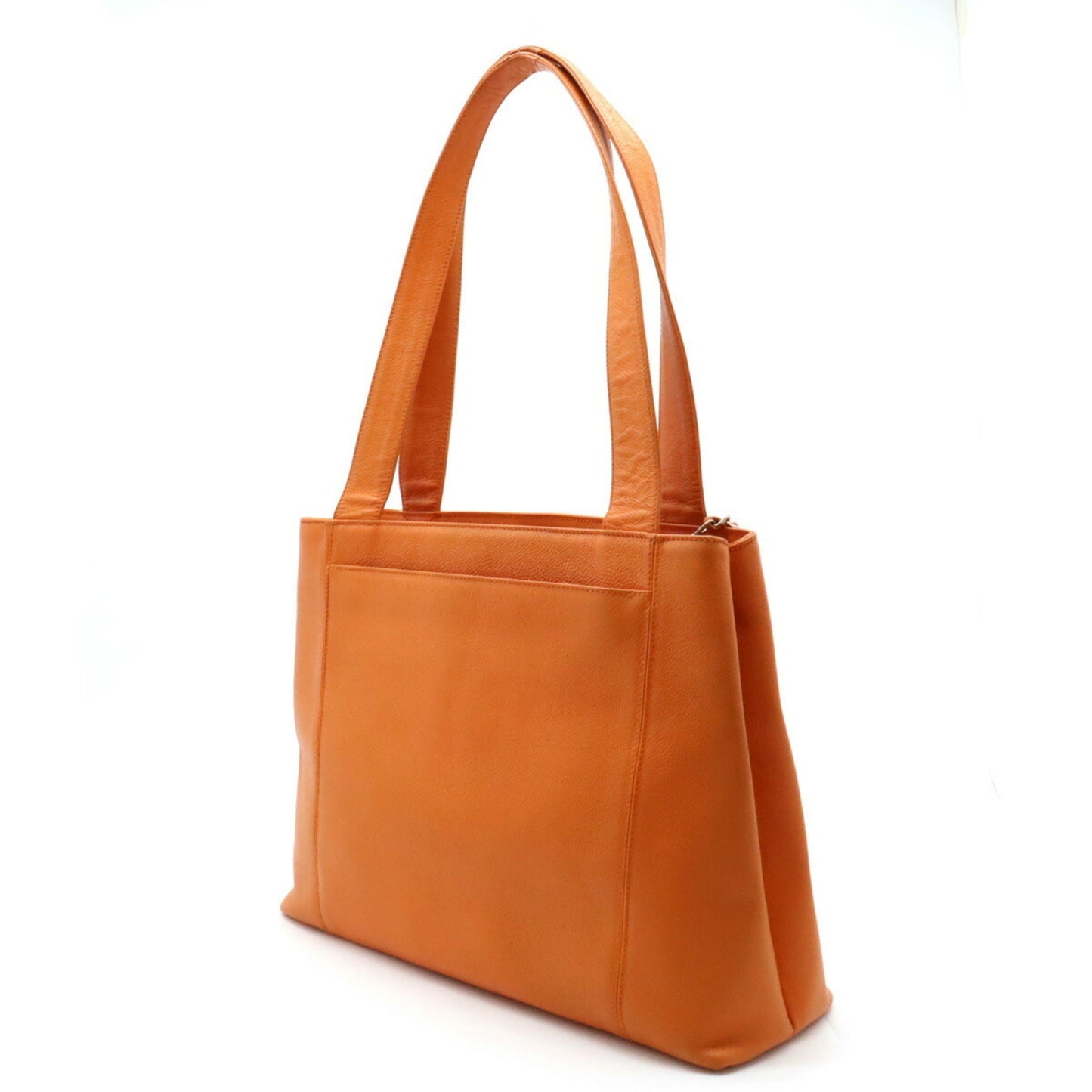 Luxury Chanel tote bag shoulder caviar skin leather orange