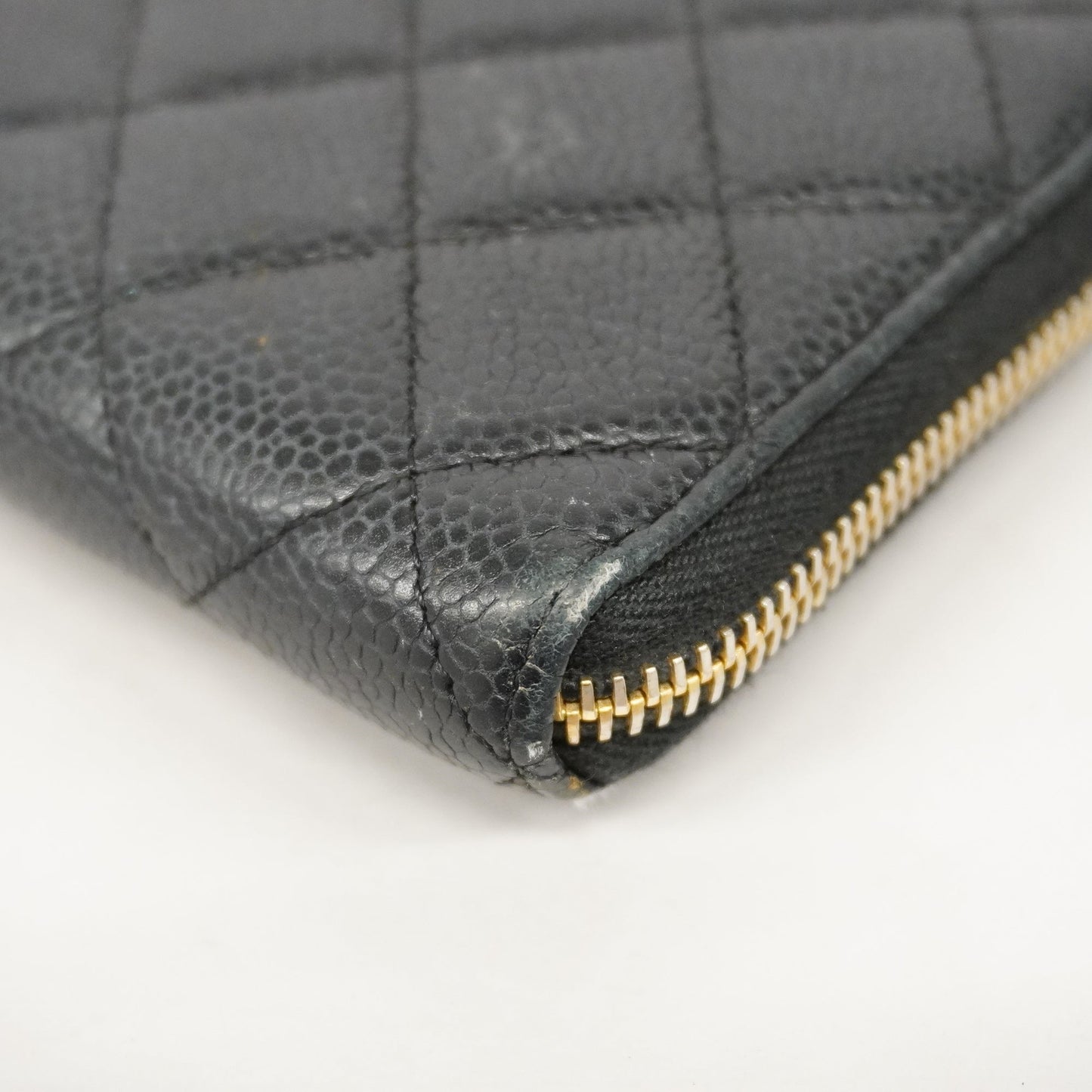 CHANEL  Matelasse Gold Hardware Women's Caviar Leather Long Wallet Black