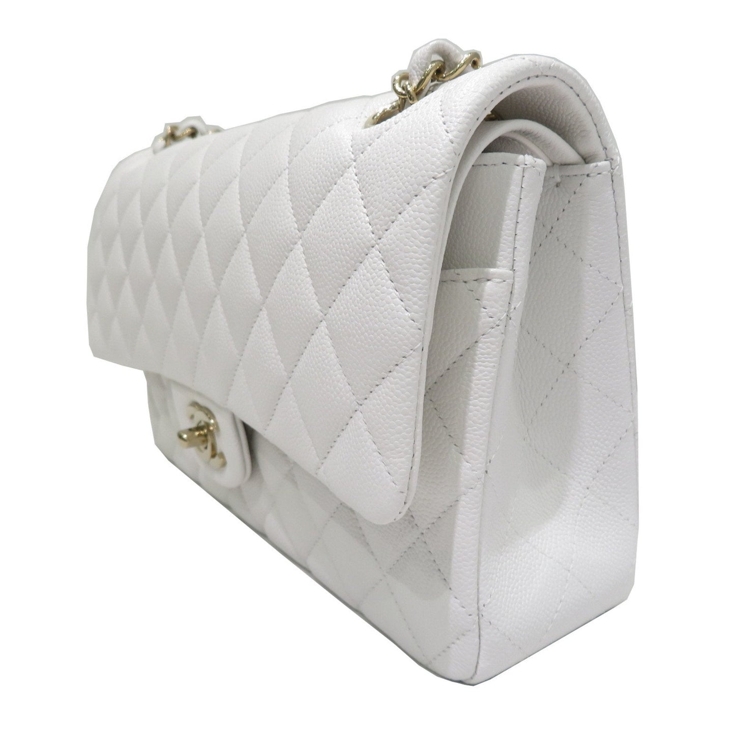 CHANEL Classic Flap Bag Shoulder White SG Hardware Caviar Skin Women's Men's