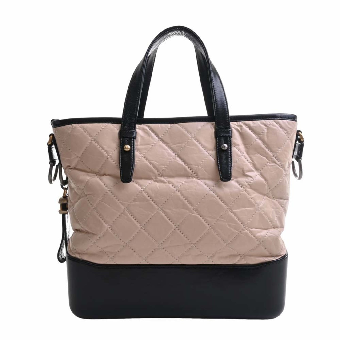 Luxury Chanel Leather Gabriel de Cocomark Shoulder Bag Beige/Black Ladies